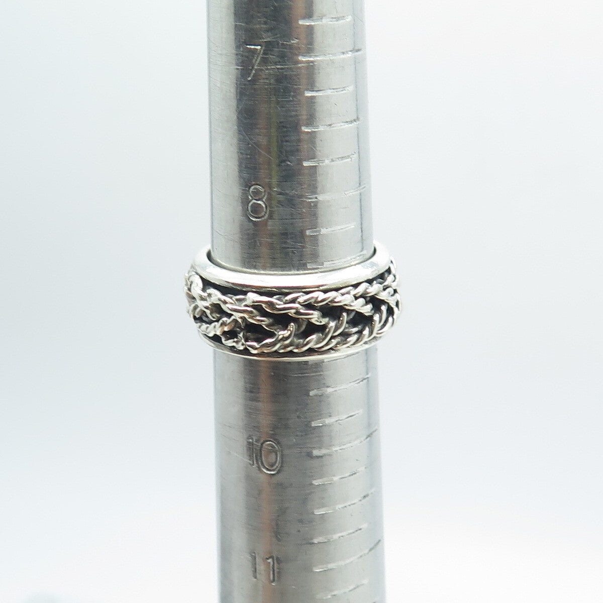 925 Sterling Silver Vintage Mexico Woven Rope Band Ring Size 9.25