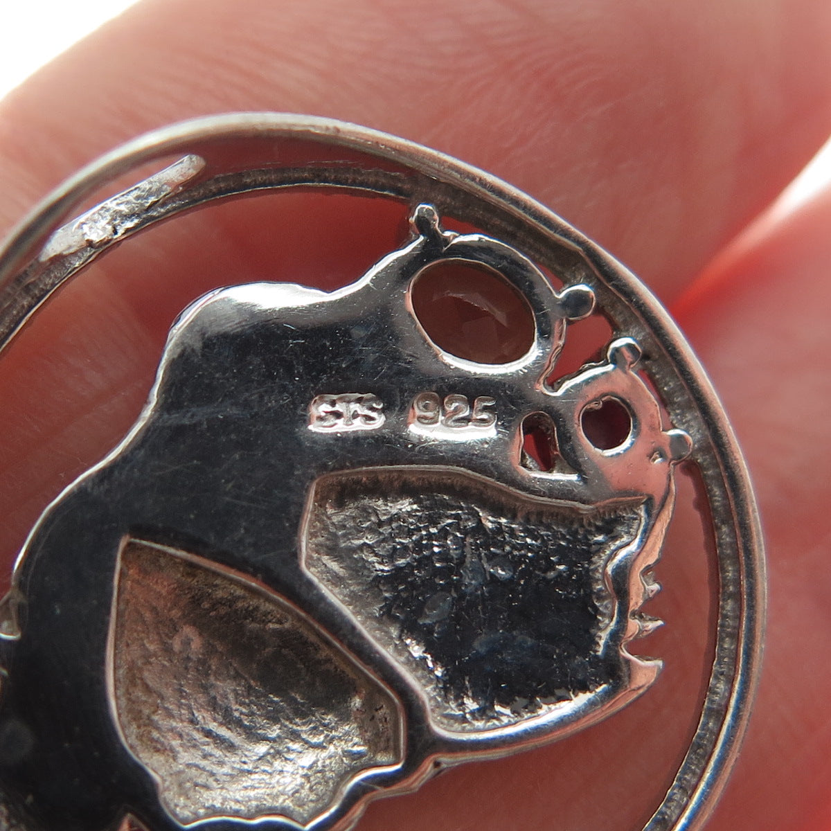 CHUCK CLEMENCY 925 Sterling Vintage Real Diamond Accent & Multi-Gem Lion Pendant