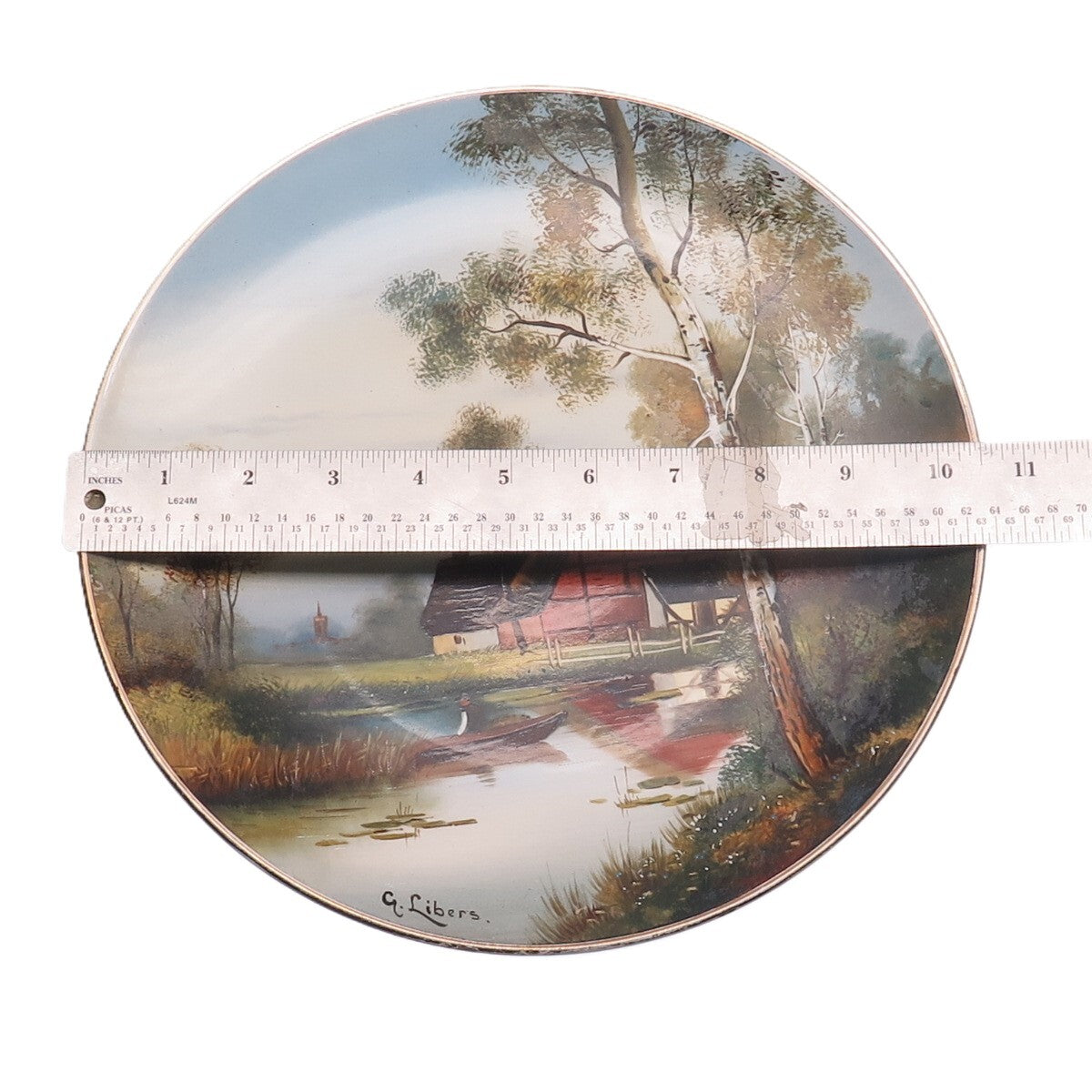 G. LIBERS Antique Porcelain Classical Landscape Scene Hand-Painted Plate #1411