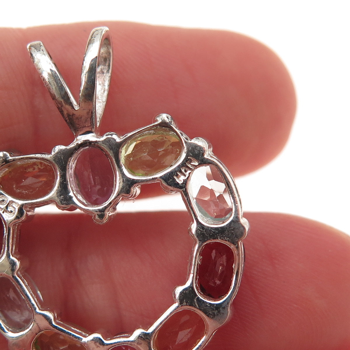 Han Sterling Vintage Real Topaz Amethyst Citrine Peridot & Garnet Heart Pendant