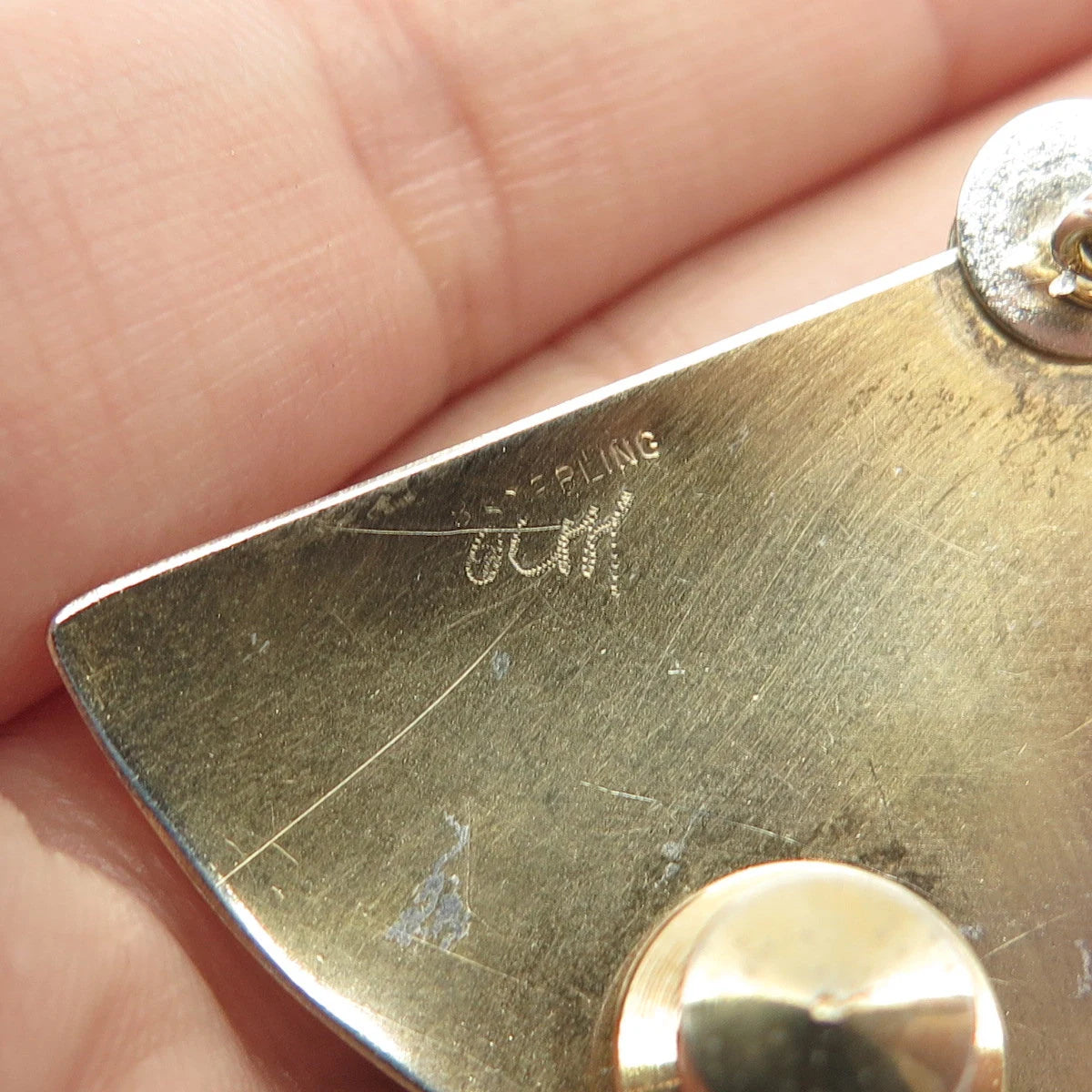925 Sterling Silver 2-Tone Vintage Modernist Pin