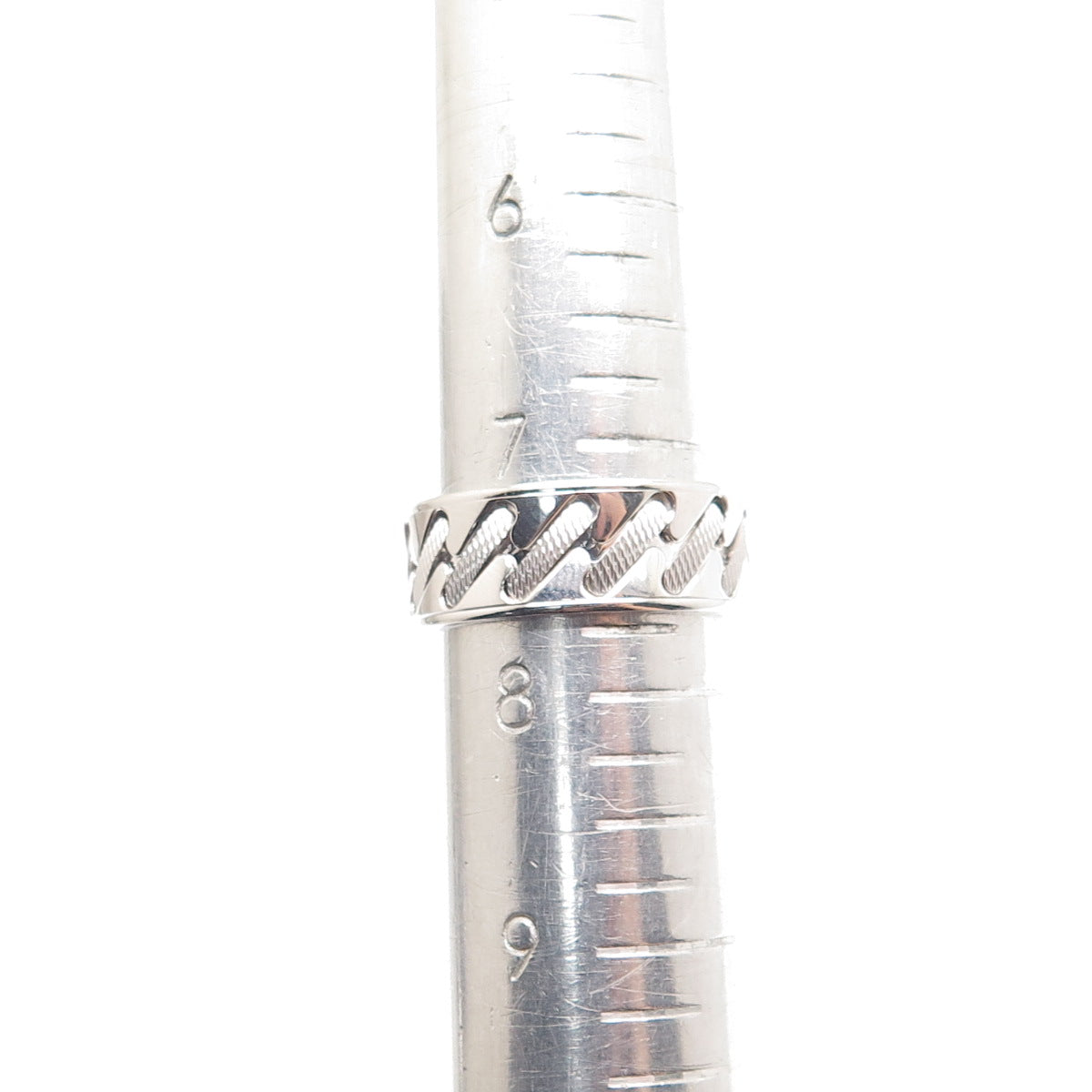 NEOS 925 Sterling Silver Textured Sewing Stitches Band Ring Size 7.75