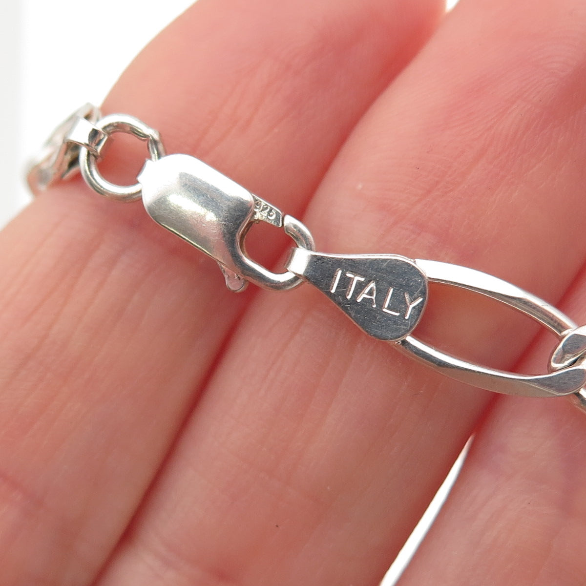 Milor 925 Sterling Silver Vintage Italy Figaro Link Bracelet 8.25"