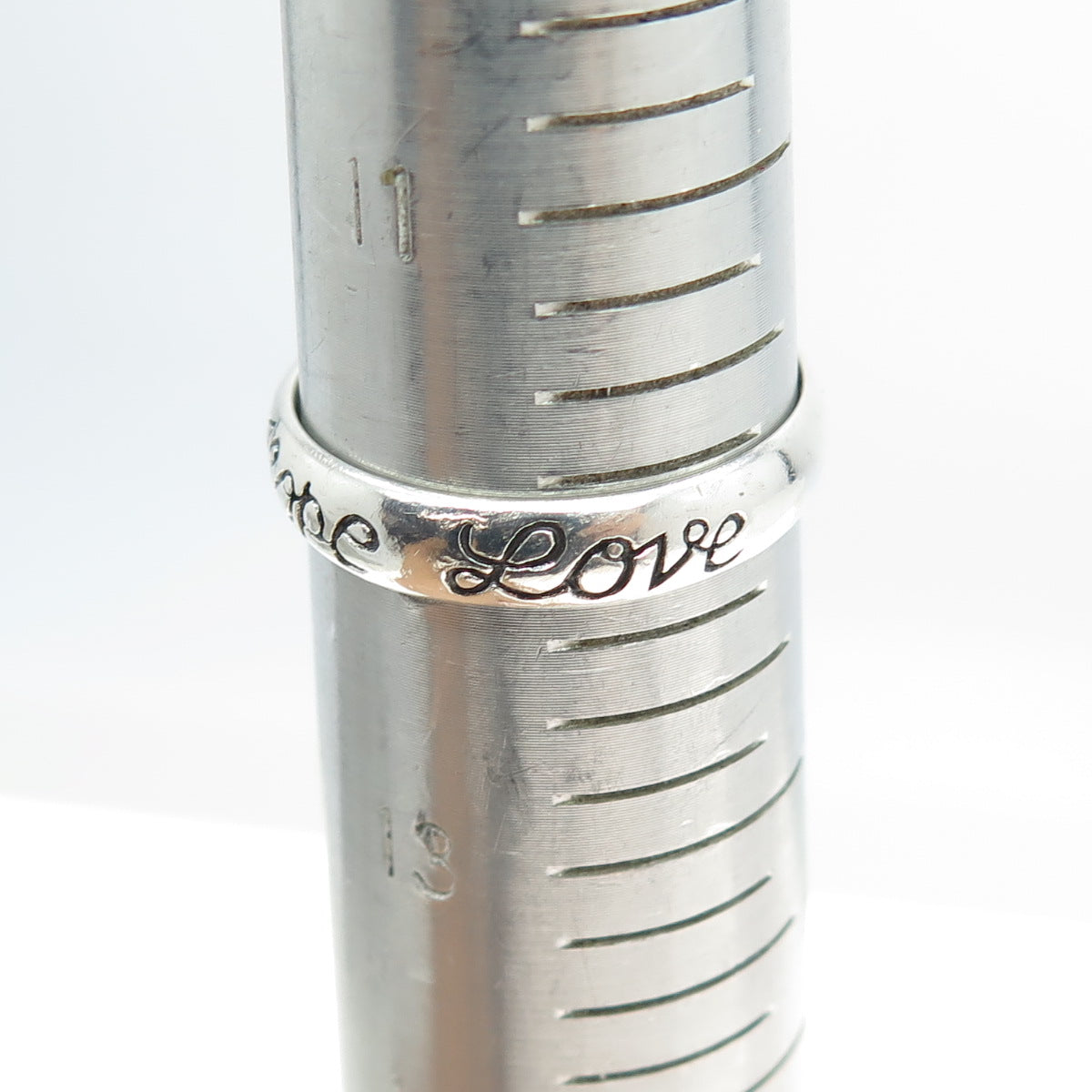 925 Sterling Silver Vintage "Faith Hope Love" Band Ring Size 12.25