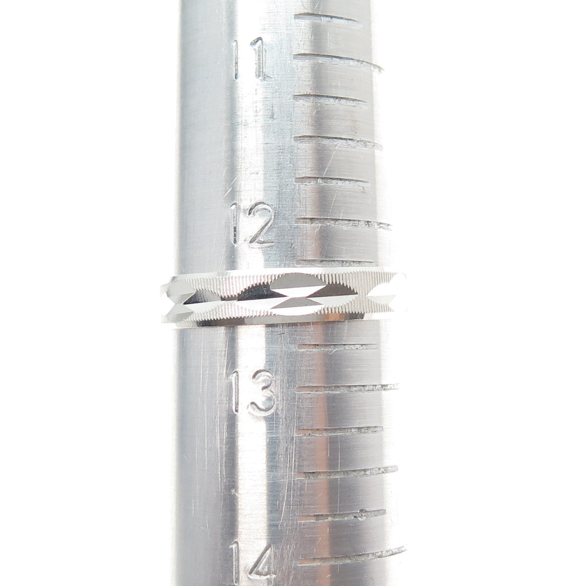 925 Sterling Silver Vintage Diamond-Cut Ribbed Band Ring Size 12.5