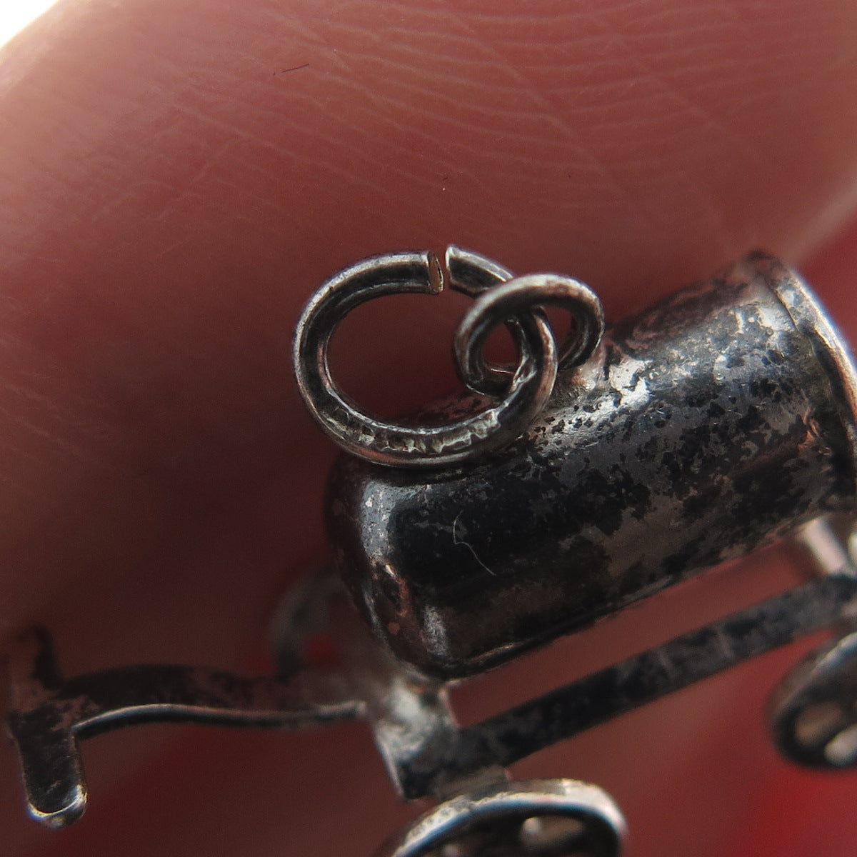925 Sterling Silver Antique Water Wagon Oxidized Minimalist 3D Charm Pendant