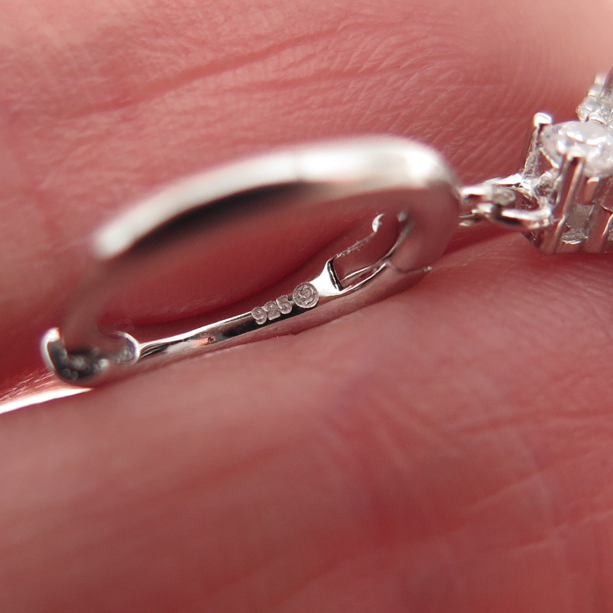 925 Sterling Silver Radiant & Round-Cut C Z Dangle Charm Hoop Earrings