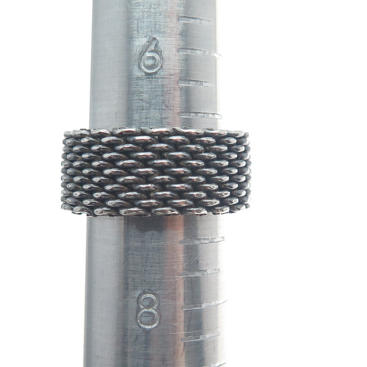 925 Sterling Silver Vintage Mesh Oxidized Band Ring Size 7.25