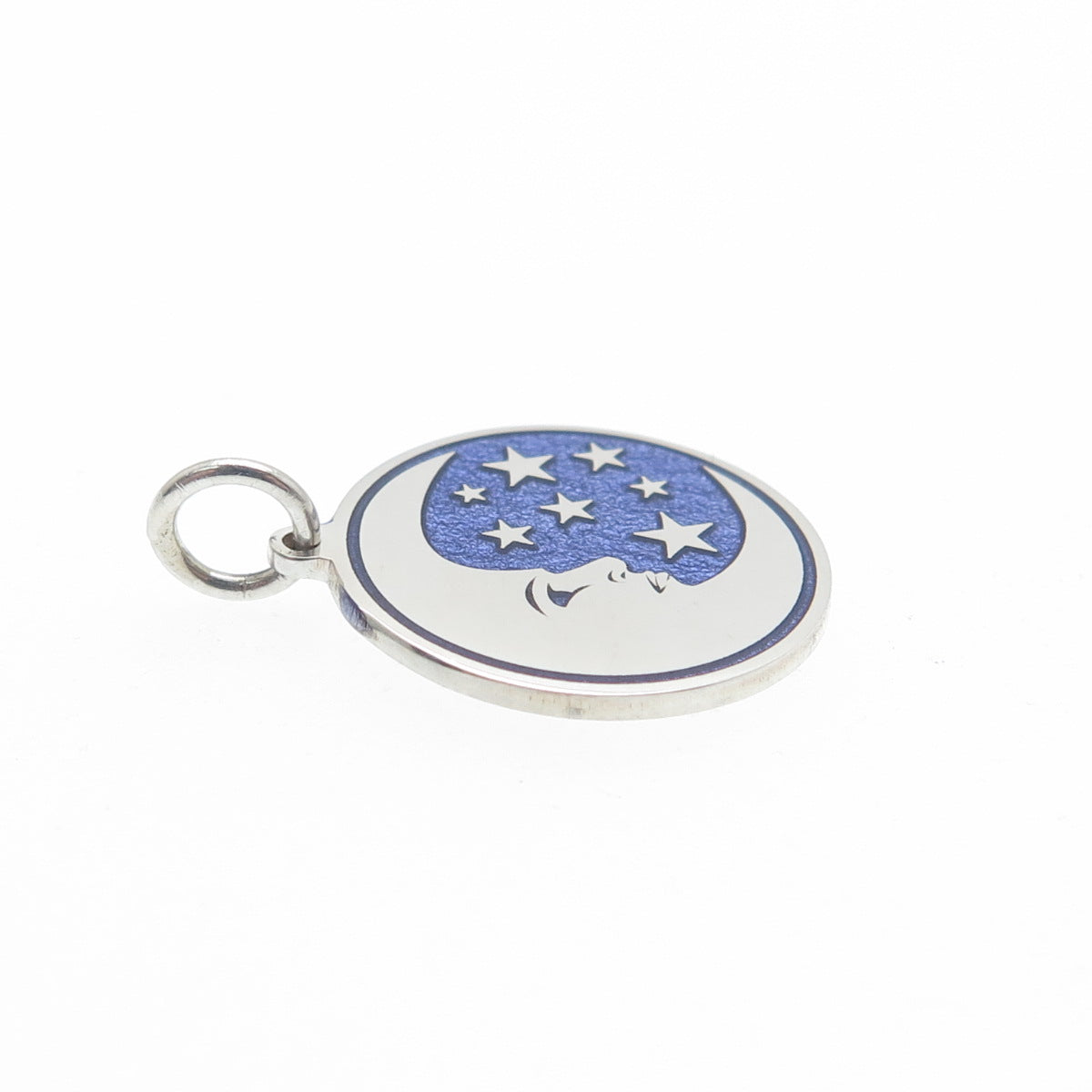 925 Sterling Silver Enamel Crescent Man in The Moon Minimalist Charm Pendant