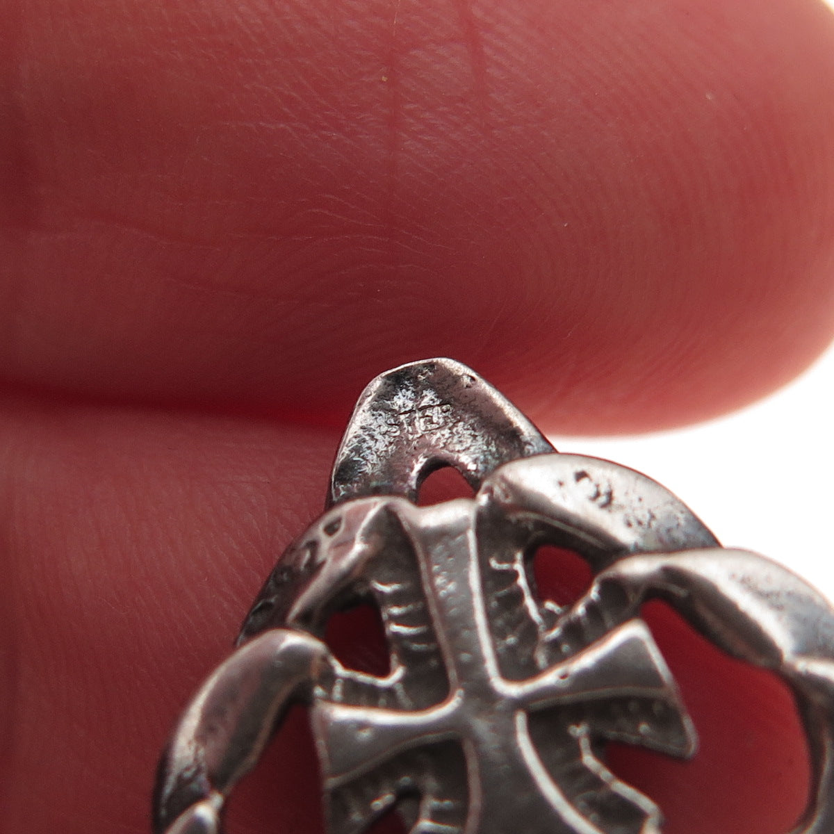 925 Sterling Silver Vintage Cross Heart Oxidized Charm Pendant