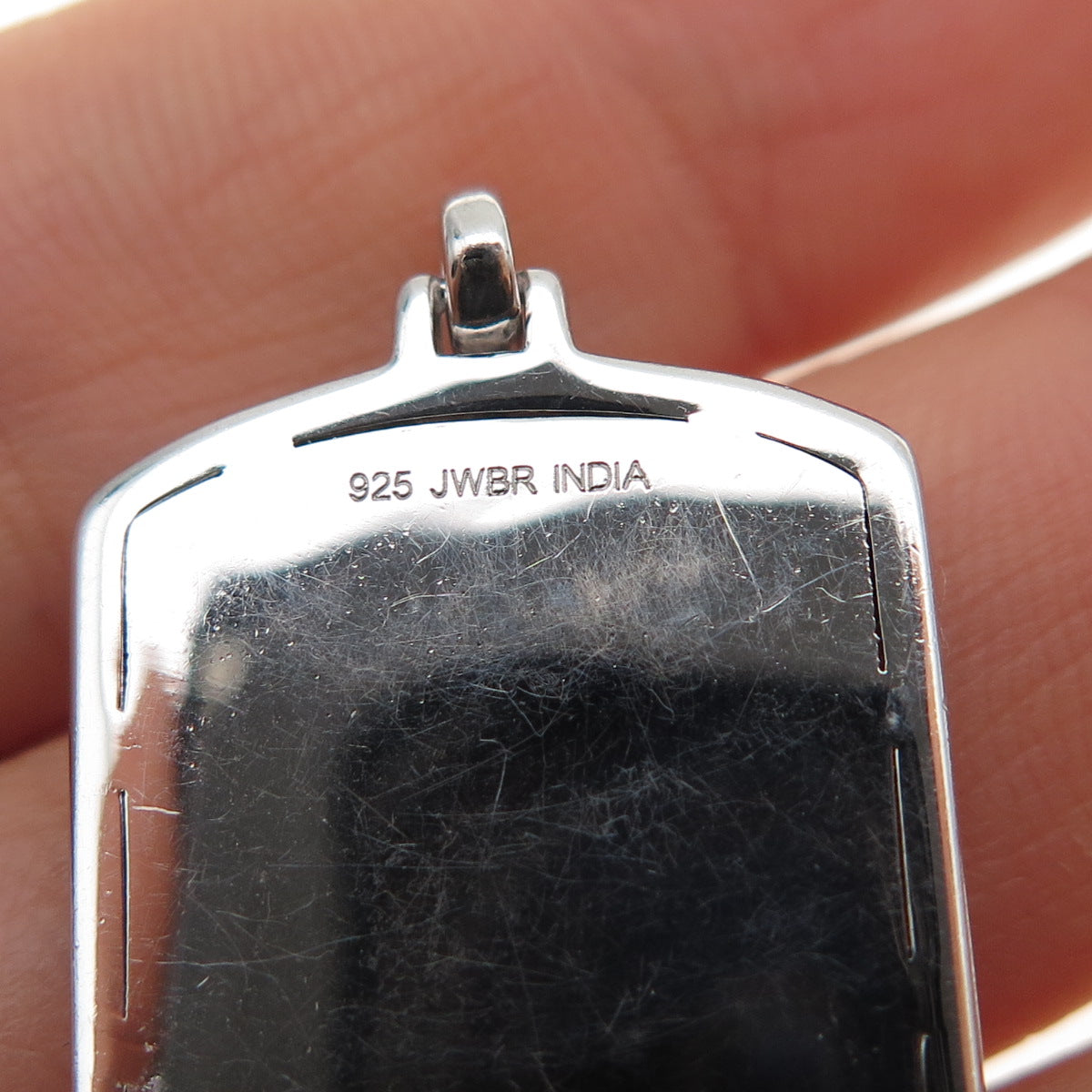 JANE SEYMOUR 925 Sterling Silver Real Round-Cut Diamond Tag Charm Pendant
