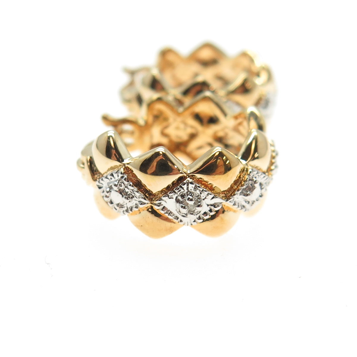 ROSS SIMONS 925 Sterling Silver 2-Tone Real Diamond Accent Hoop Earrings