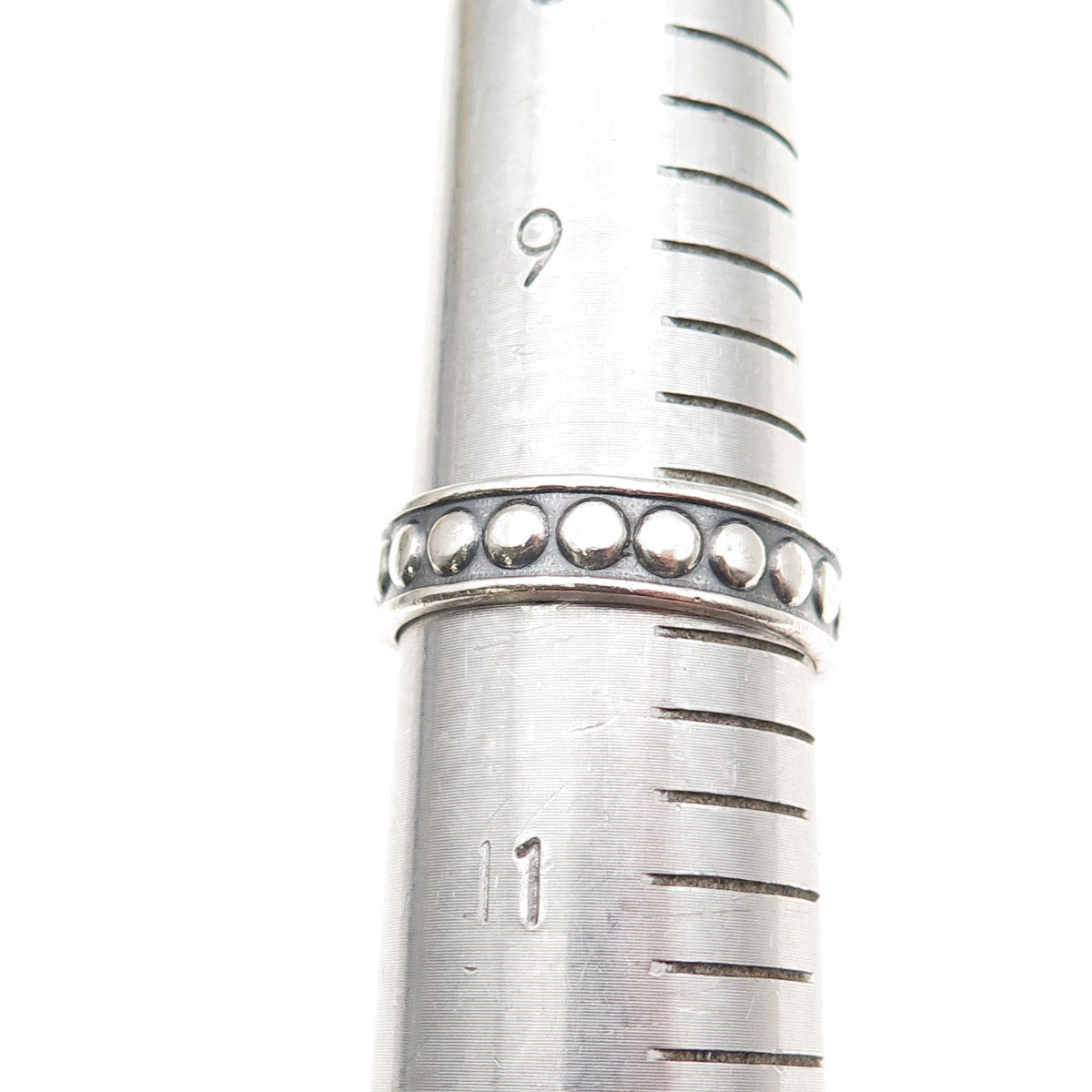 925 Sterling Silver Vintage Mexico Dotted Oxidized Band Ring Size 10.25