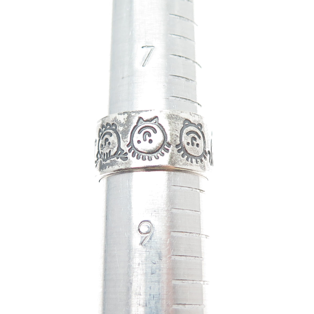 925 Sterling Silver Vintage EFS Mexico Children Oxidized Band Ring Size 8.25