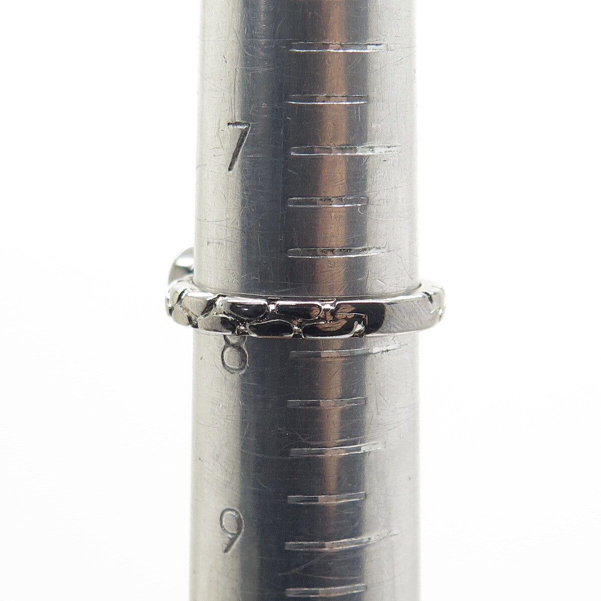 925 Sterling Silver Black Rhodium Round-Cut Ruby Gem Pebble Ring Size 8