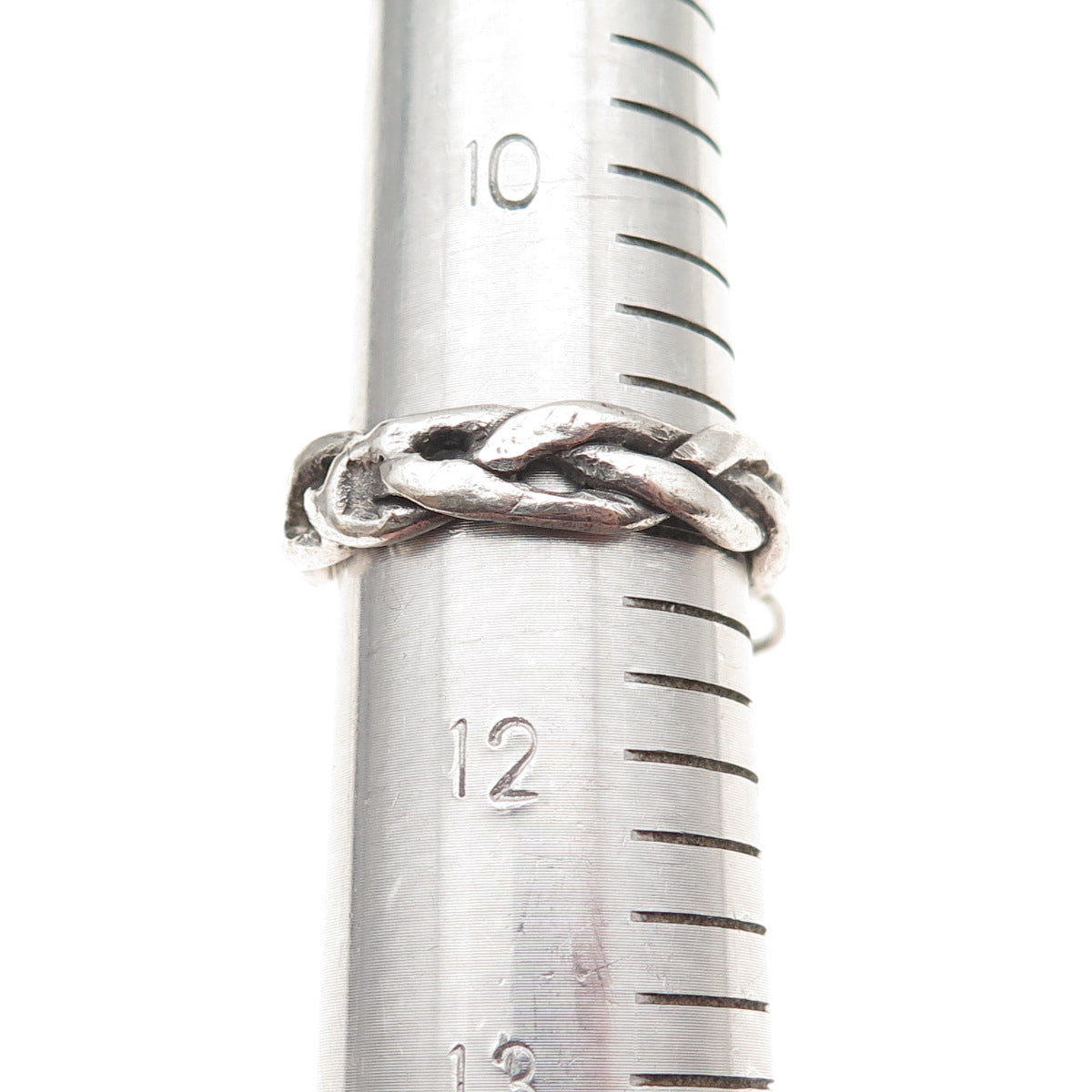 925 Sterling Silver Antique Art Deco Woven Oxidized Ring Size 11.25