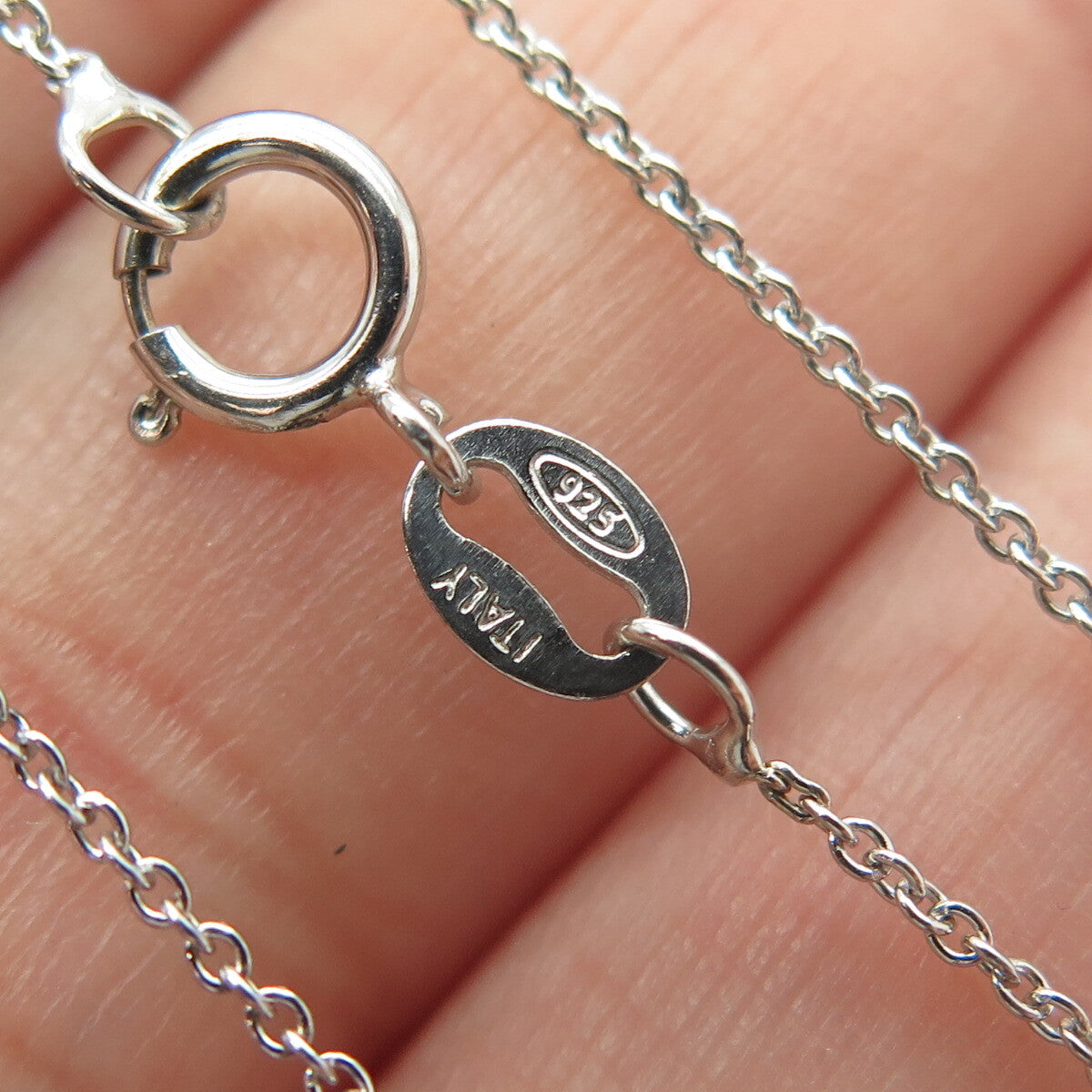 925 Sterling Silver Italy Round-Cut C Z Heart Cable Chain Necklace 16"