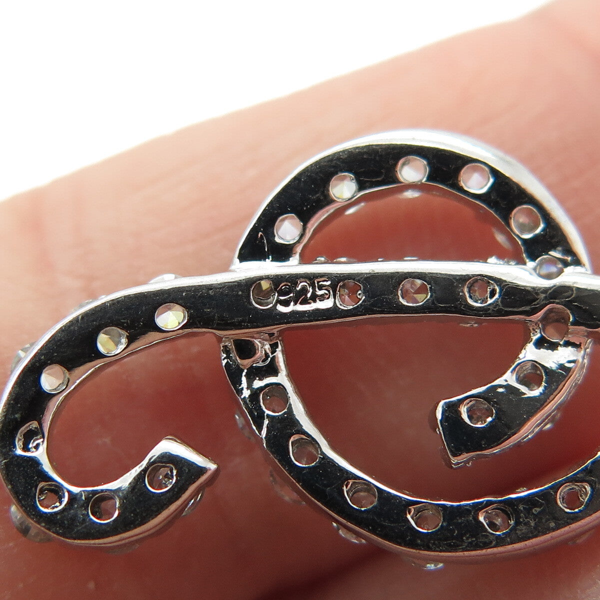 925 Sterling Silver Italy Round-Cut C Z Treble Clef Cable Chain Necklace 16"