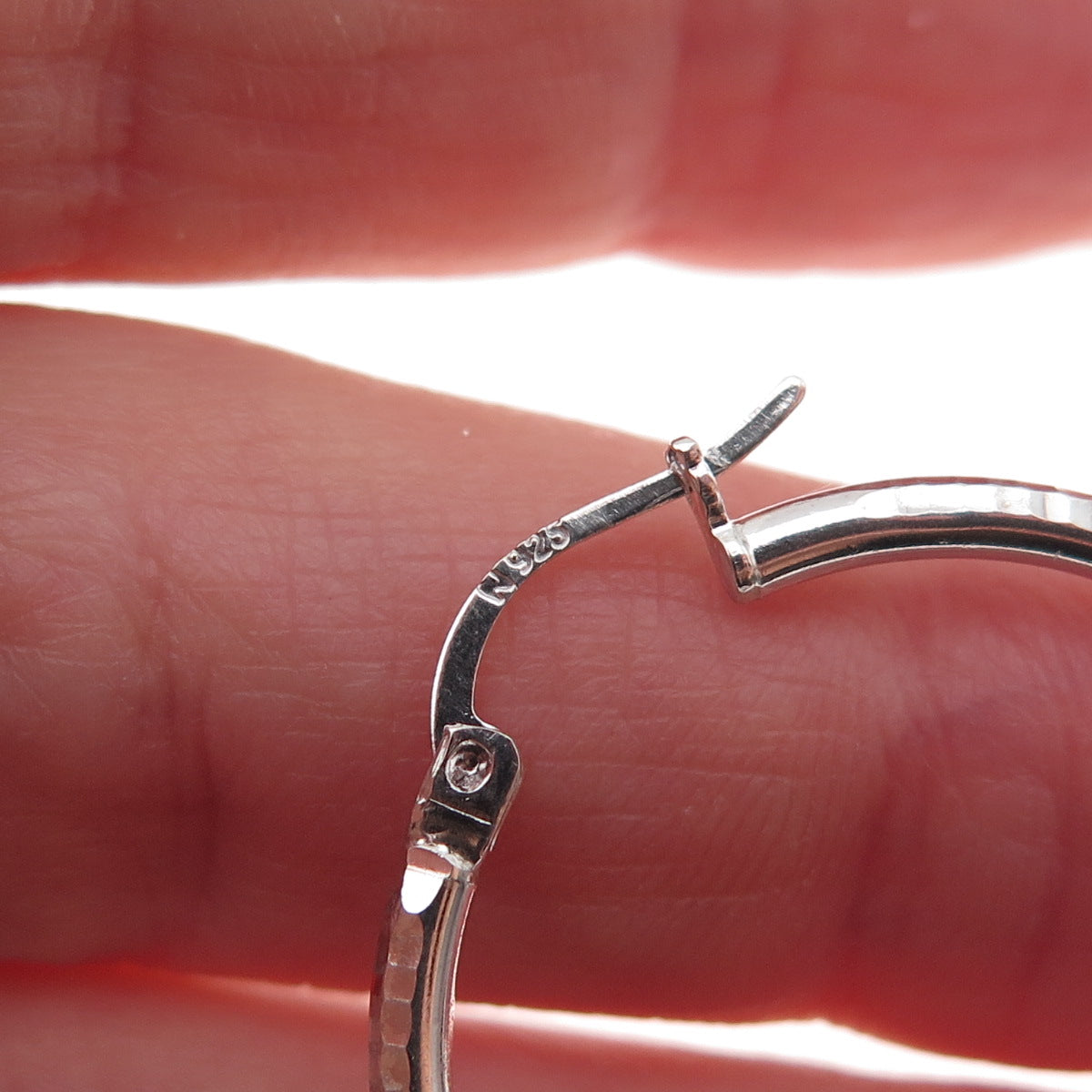 925 Sterling Silver Etched Hoop Earrings