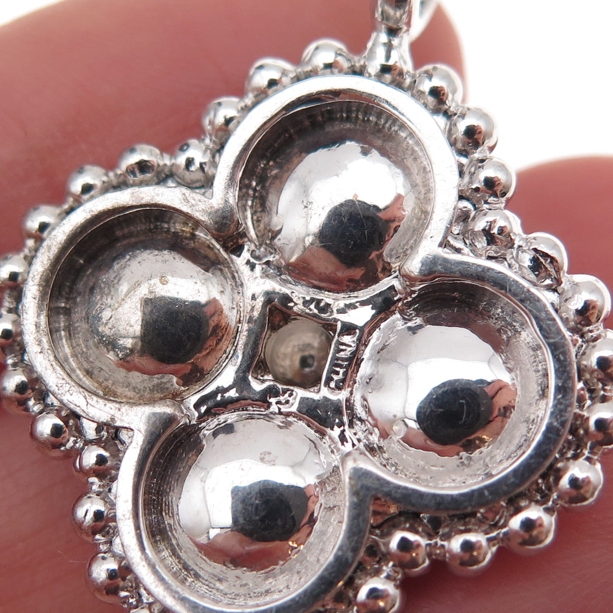 925 Sterling Silver Real Pearl Floral Charm Pendant