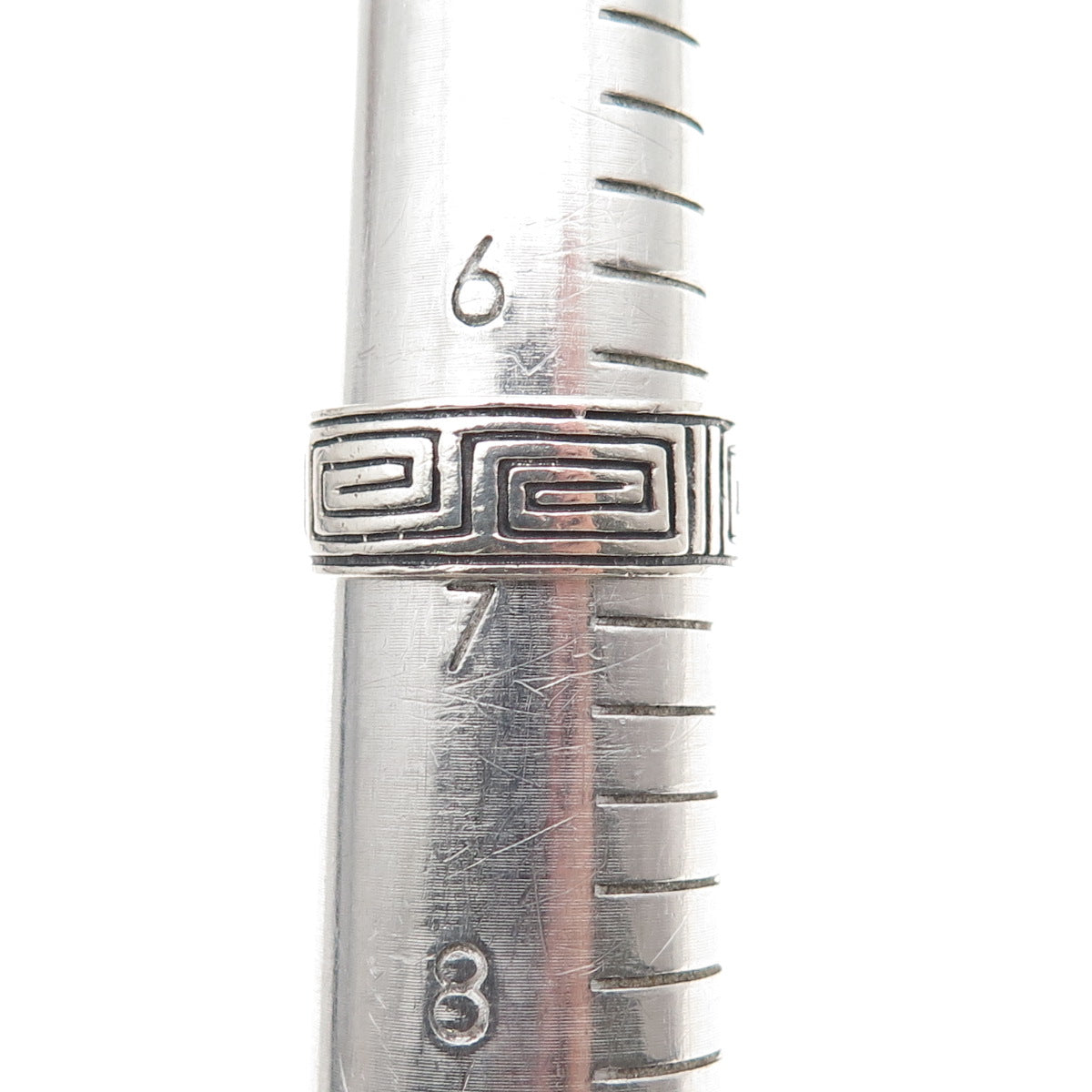 925 Sterling Silver Vintage Greek Maze Oxidized Band Ring Size 6.75