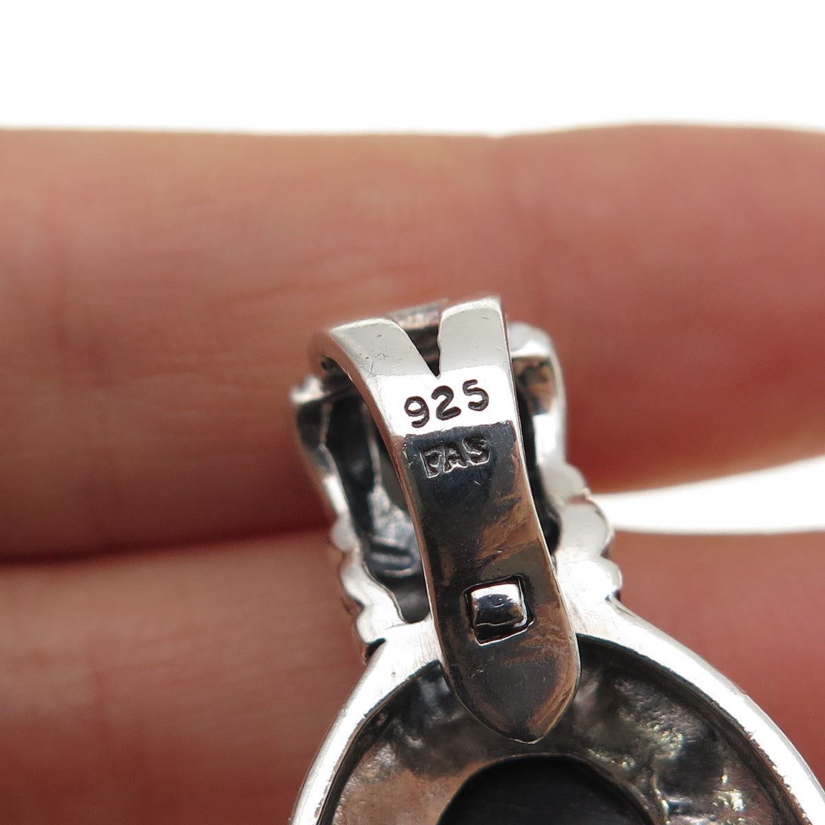 925 Sterling Silver Vintage Real Black Onyx & Amethyst Oxidized Charm Pendant