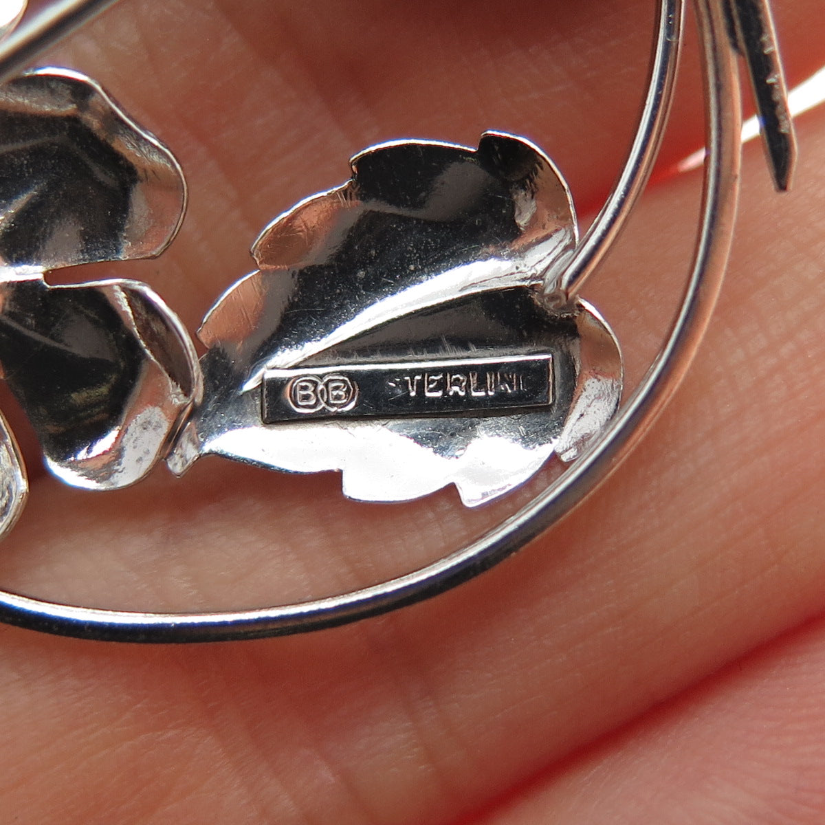 Binder Bros 925 Sterling Silver Antique Art Deco Flower Pin Brooch