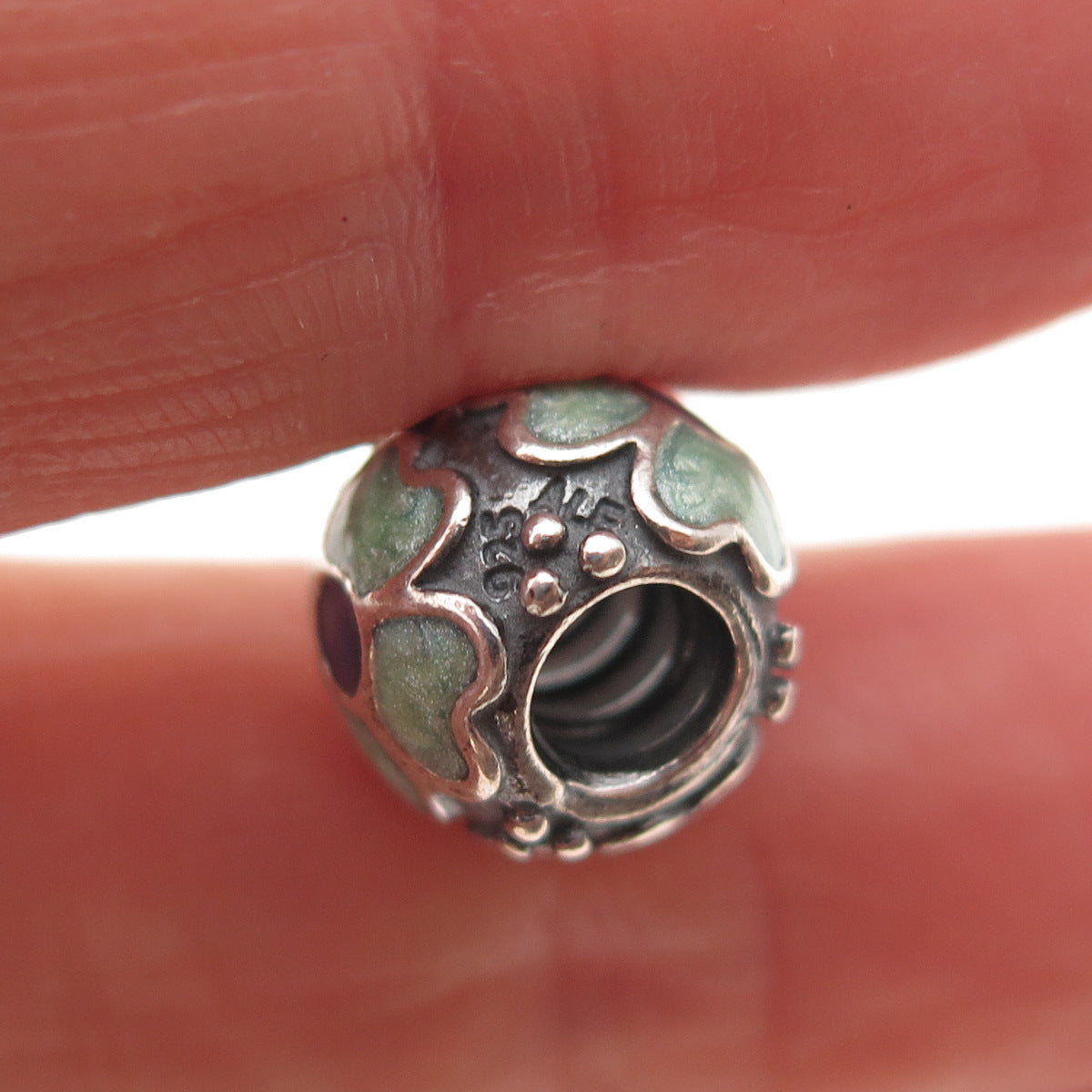 Pandora 925 Sterling Silver Enamel Blue Daisy Slide Bead Charm
