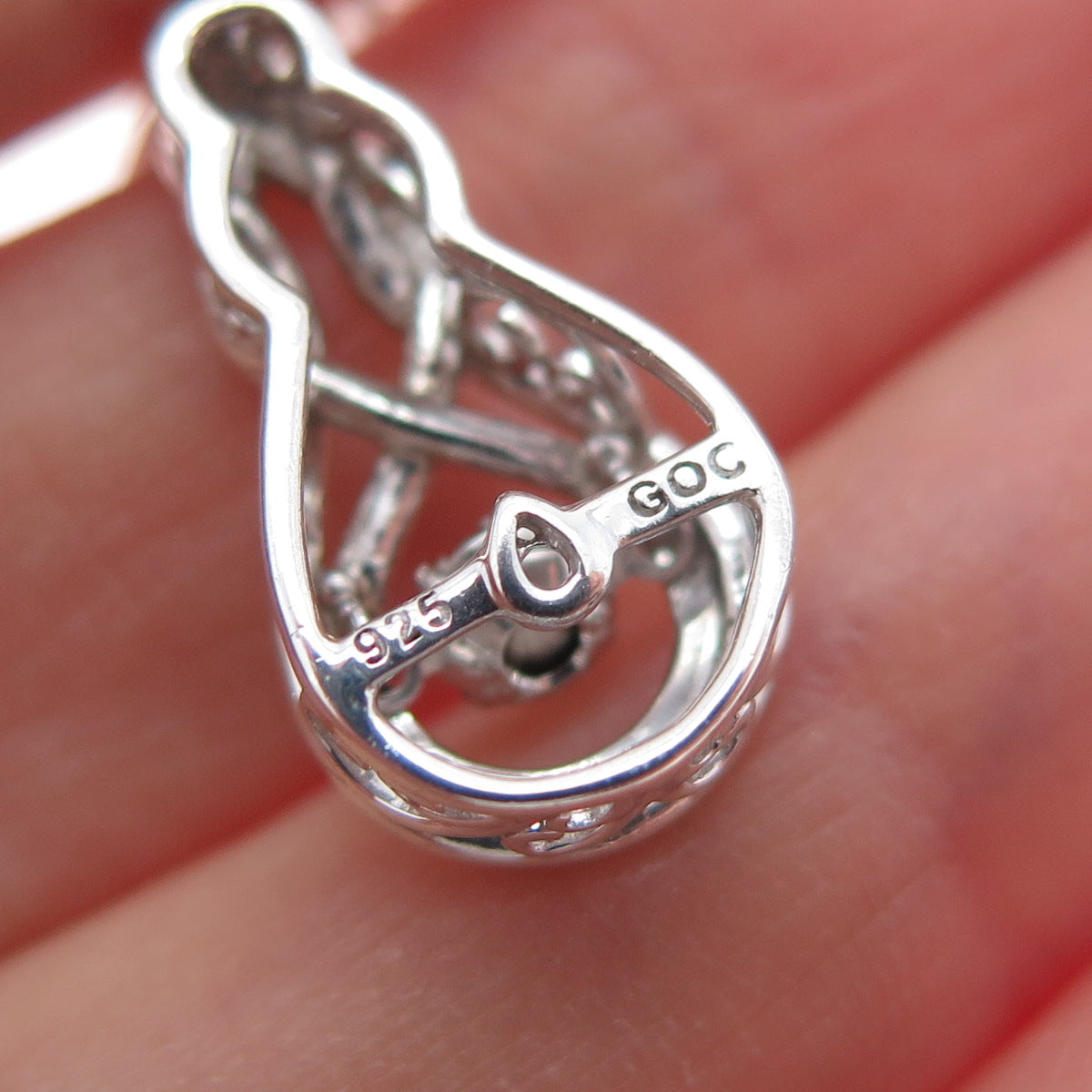 925 Sterling Silver Real Round-Cut Diamond Knot Dangle Earrings