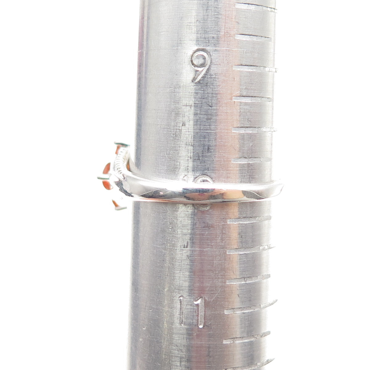 MICHELLE ALBALA Sterling Silver Real Round-Cut Fire Opal Cluster Ring Size 10