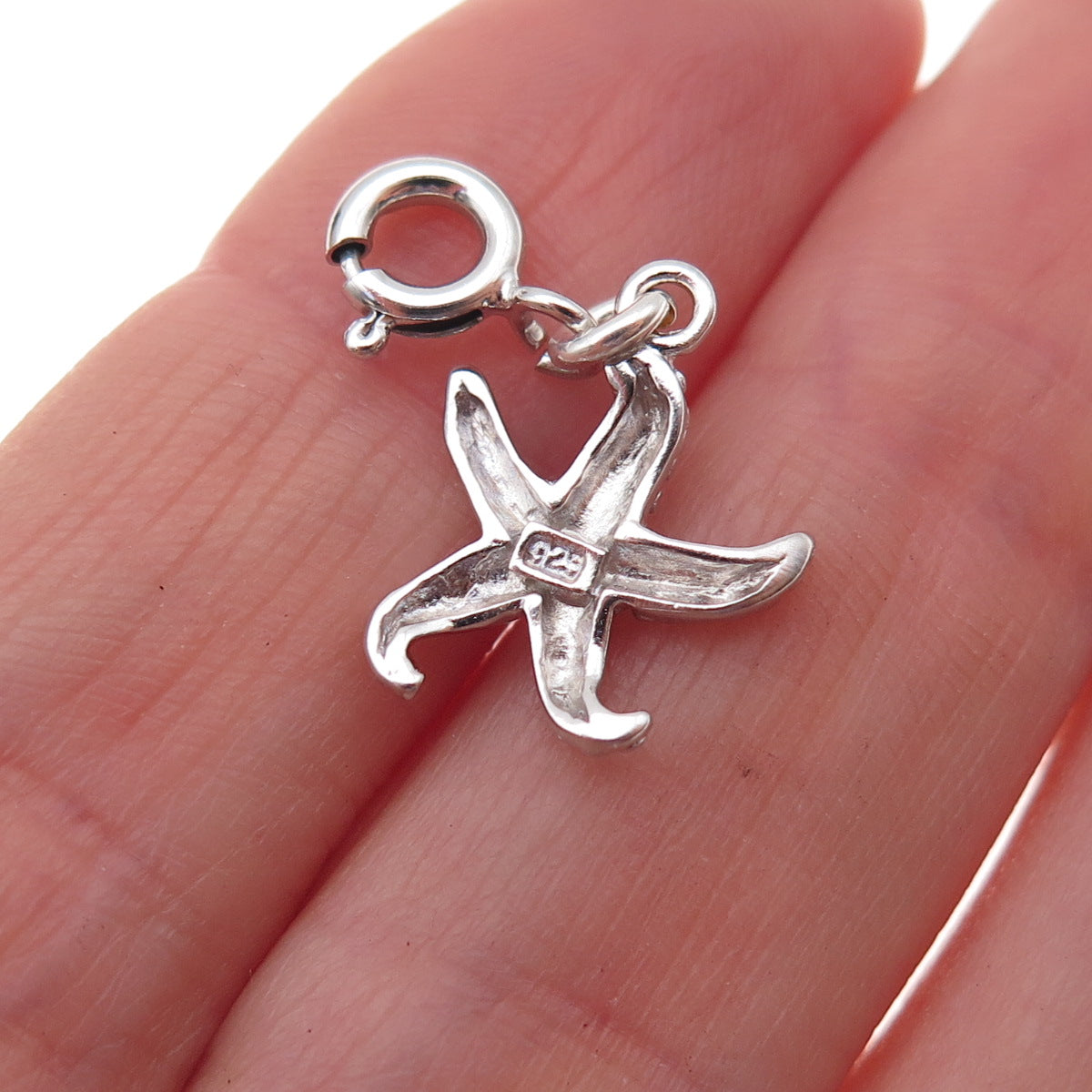 925 Sterling Silver Starfish Spring Ring Lock Charm Pendant