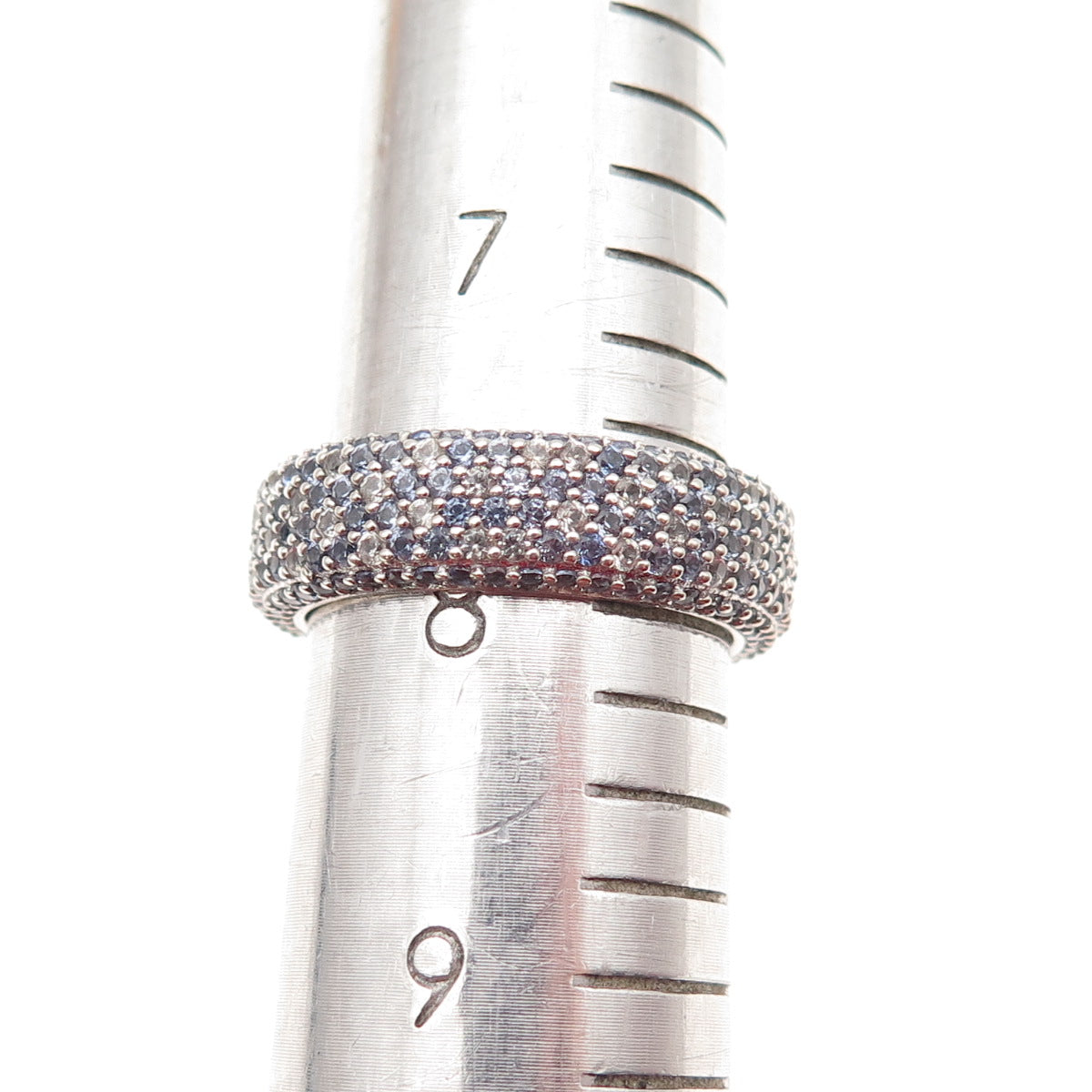 Suzy Levian 925 Sterling Real Diamond Accent Tanzanite & White Topaz Ring Size 8