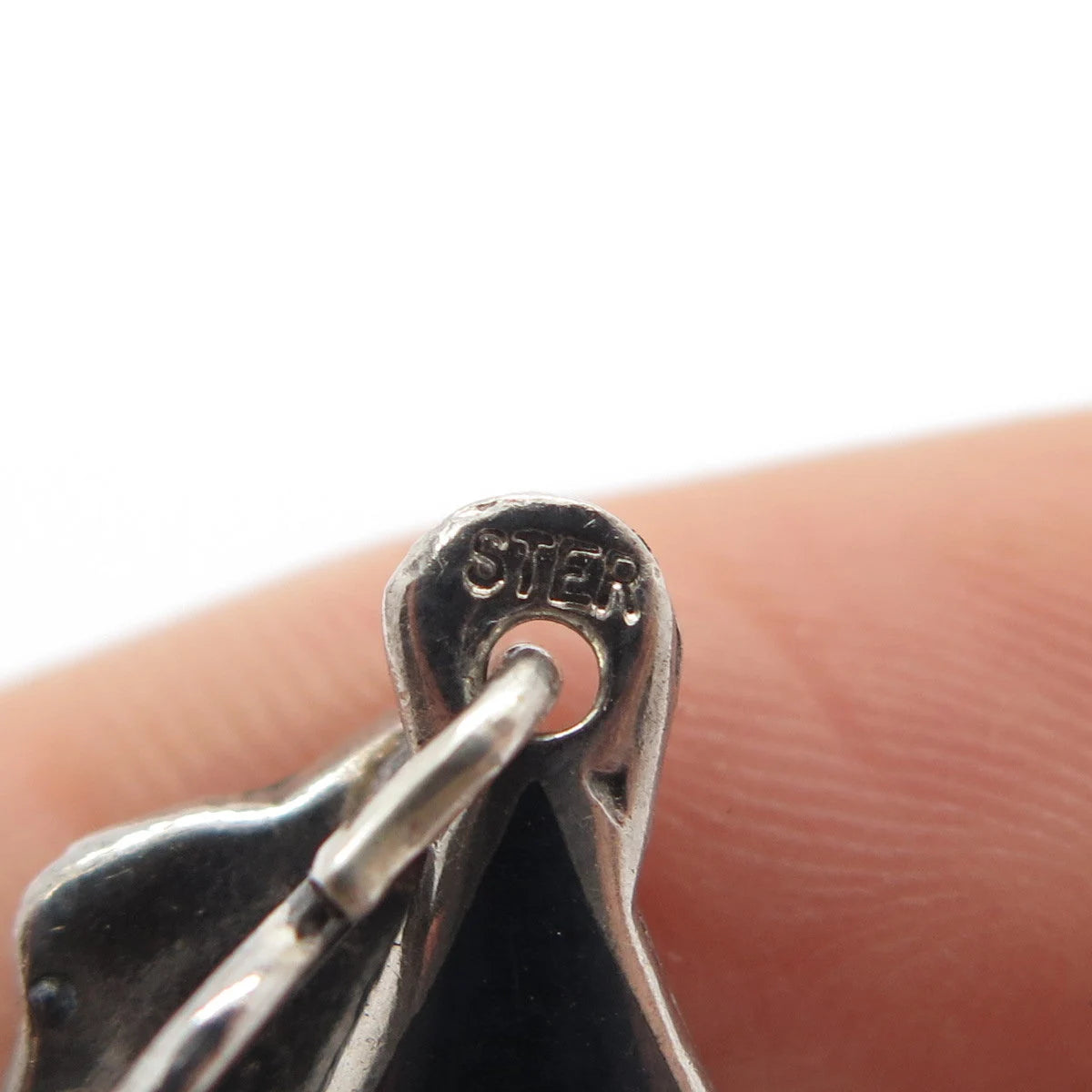 925 Sterling Silver Vintage Niello Hindu Goddess Teardrop Pendant