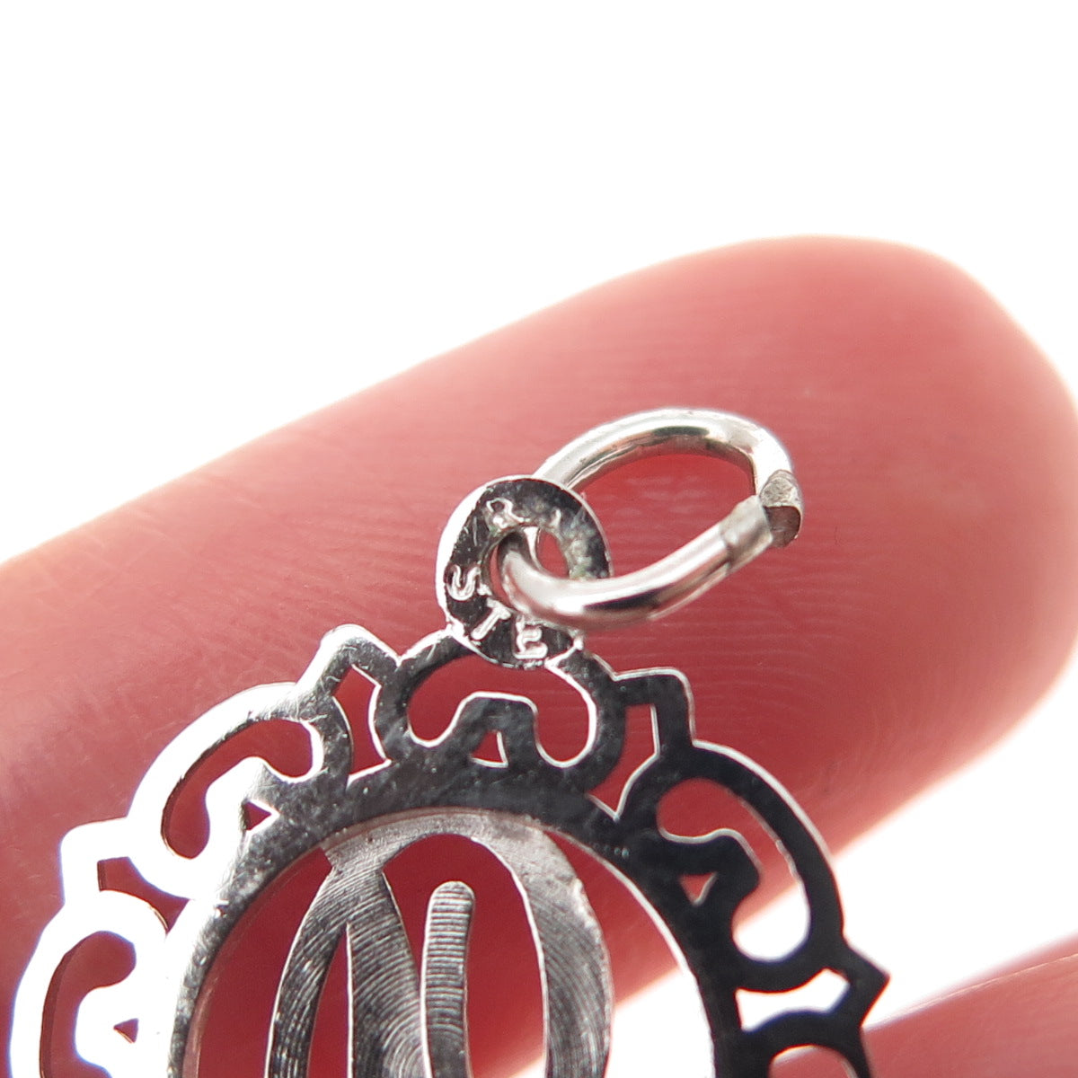 925 Sterling Silver Vintage Letter D Initial Ornate Mini Charm Pendant