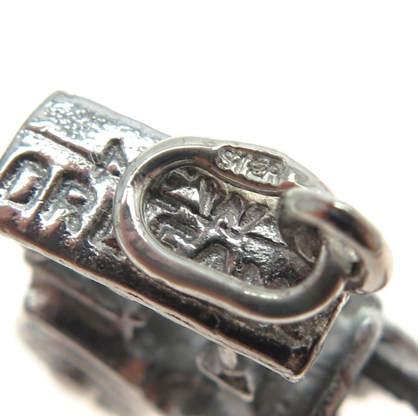 925 Sterling Silver Antique Art Deco "New Orleans" Horse Carriage 3D Pendant