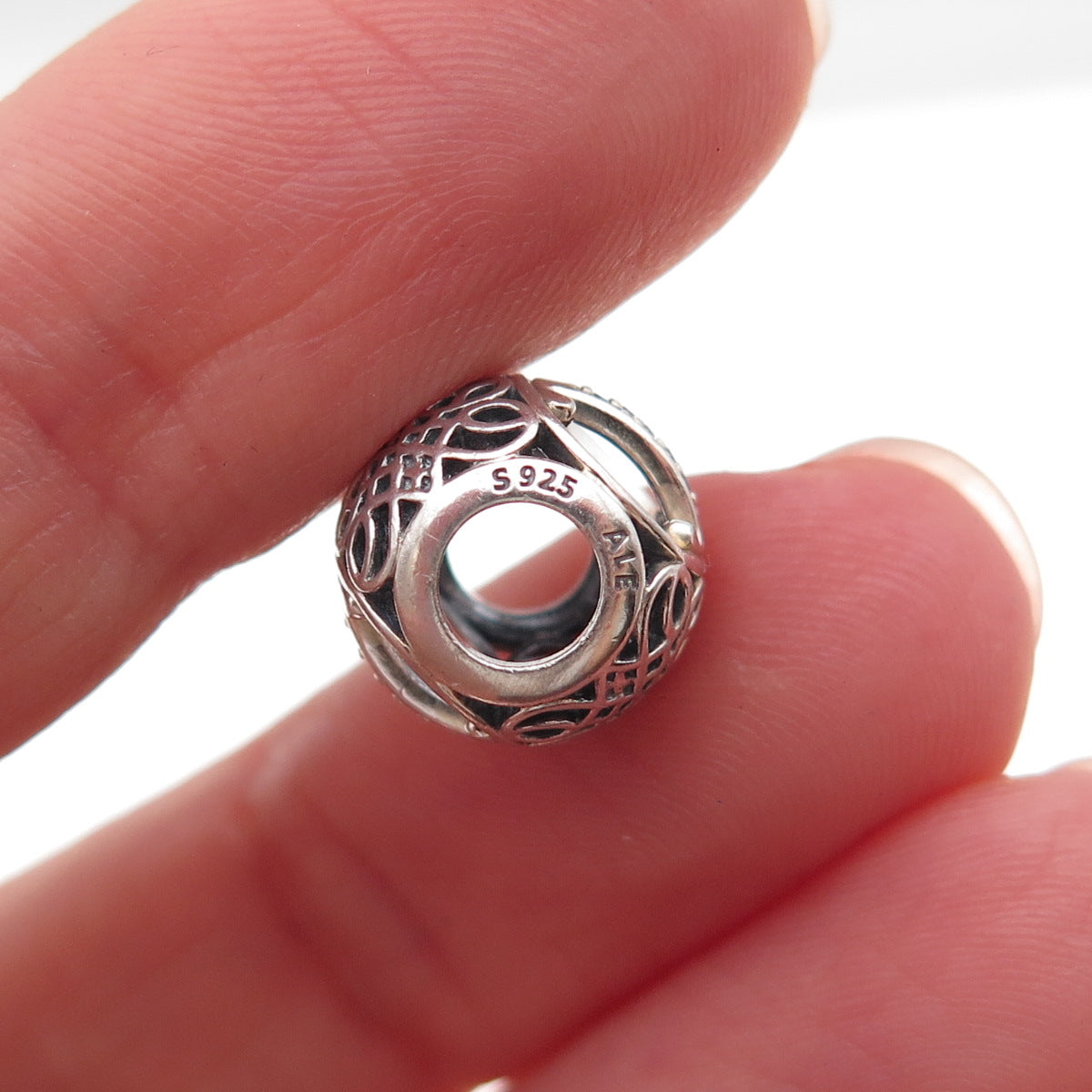 Pandora 925 Sterling Silver C Z Letter I Slide Bead Charm