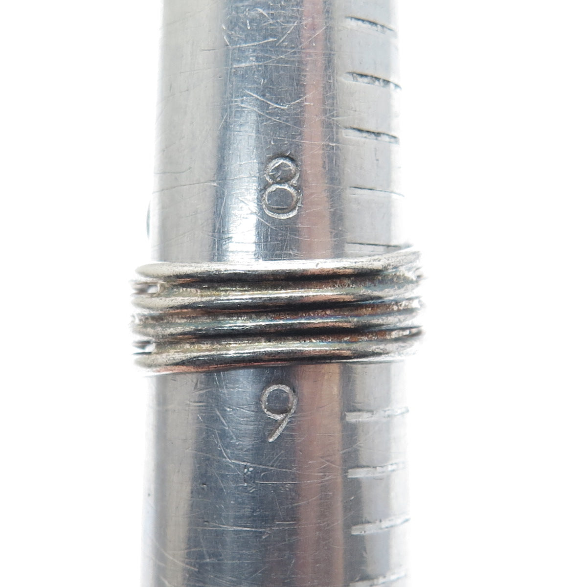 925 Sterling Silver Vintage Modernist Wavy Adjustable Ring Size 8.75
