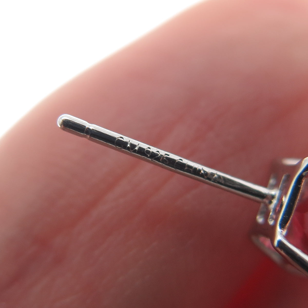 925 Sterling Silver Princess-Cut Pink C Z Stud Earrings