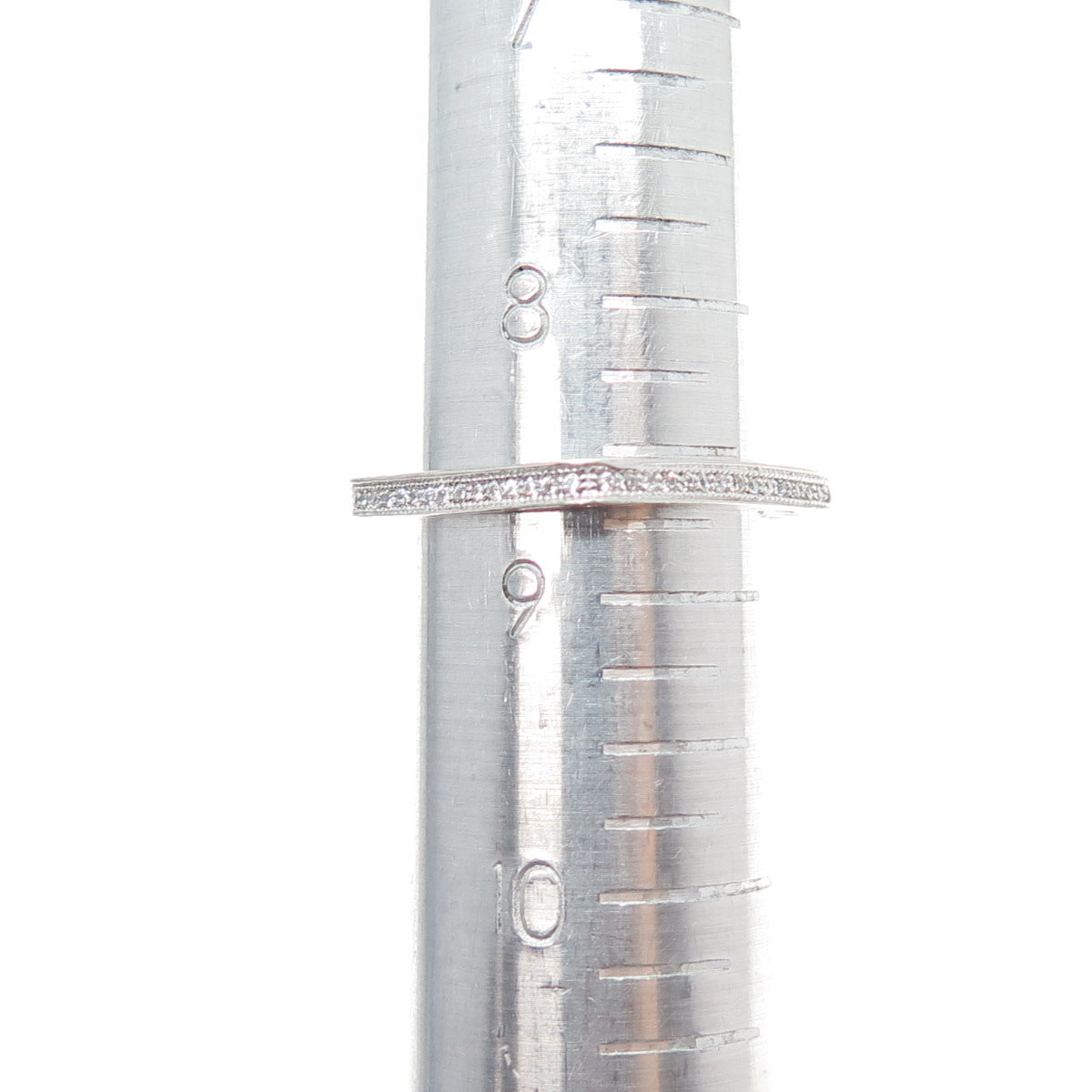 925 Sterling Silver Round-Cut C Z Eternity Stackable Square Band Ring Size 8.75