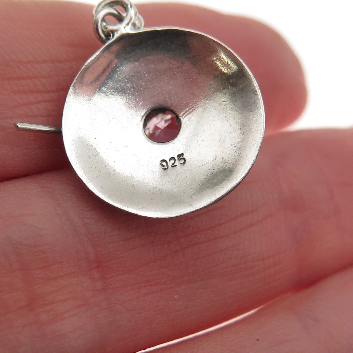 925 Sterling Silver Vintage Real Amethyst Oxidized Dangle Earrings