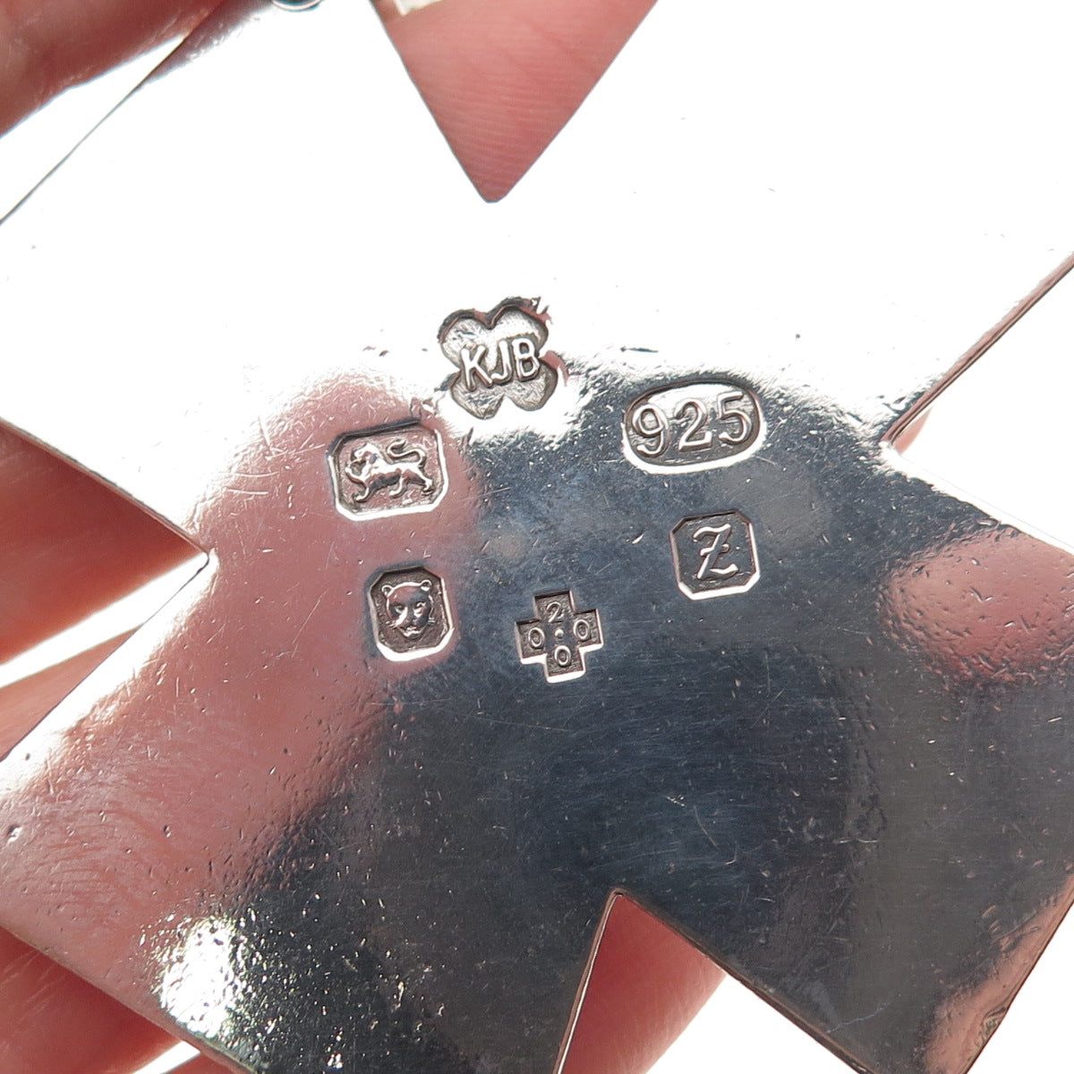 UnoAErre 925 Sterling Silver Vintage 2000 KJB London Cross Key Chain Fob Ring