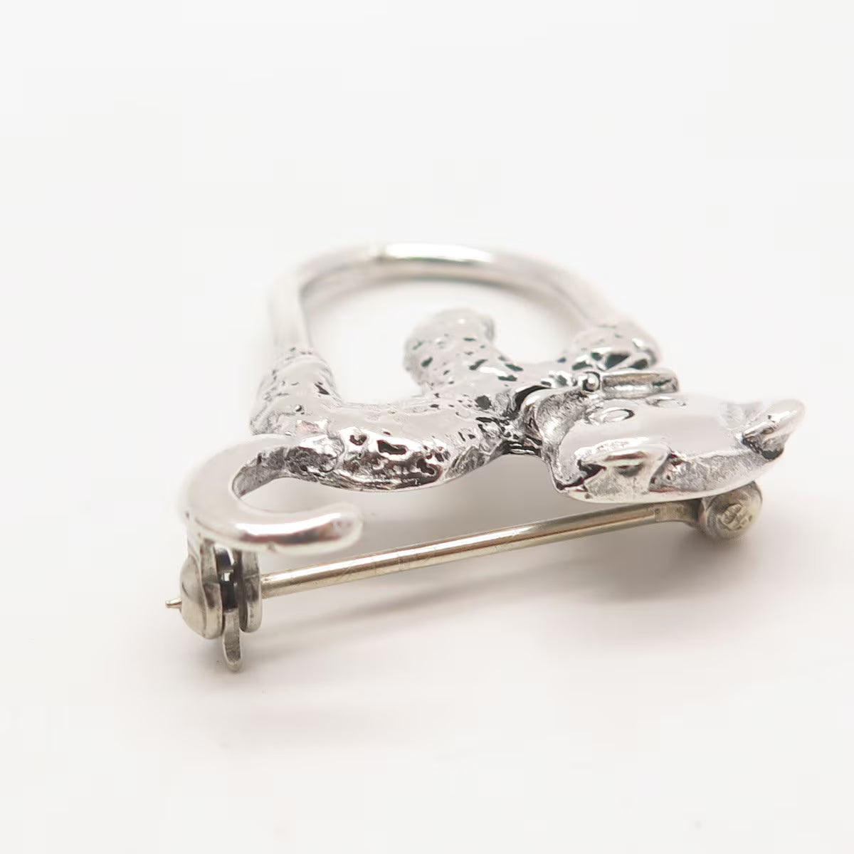 925 Sterling Silver Vintage Mexico Cat / Kitten Modernist Pin Brooch