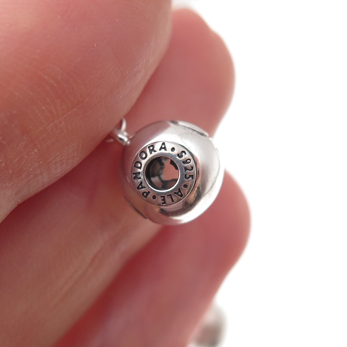 Pandora 925 Sterling Silver Safety Chain Slide Double Bead Charm
