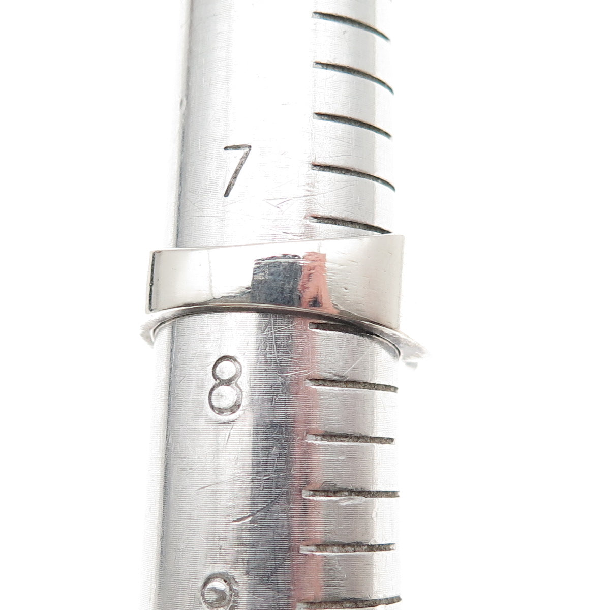 925 Sterling Silver Vintage Modernist Ribbed Oxidized Ring Size 7.75