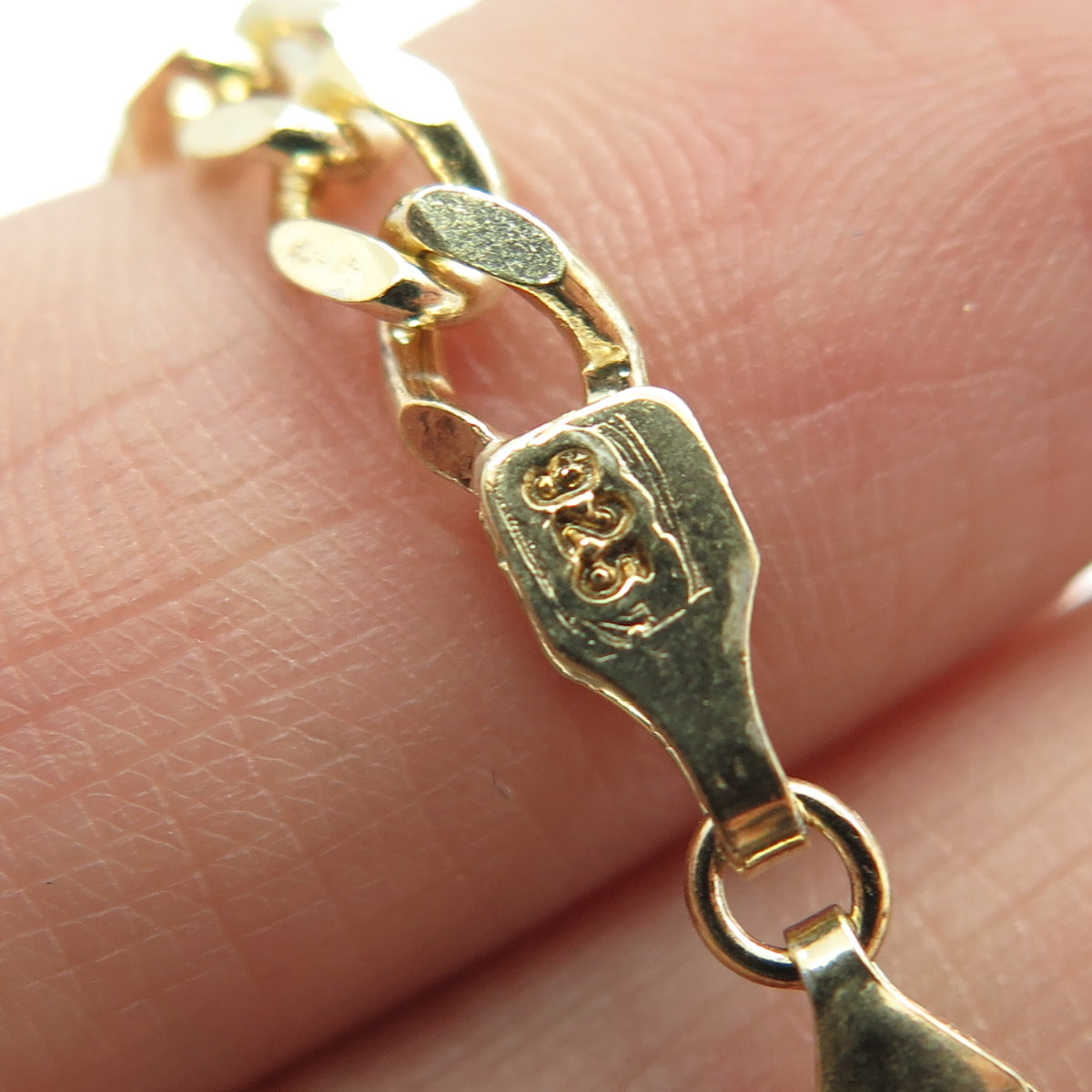 925 Sterling Silver Gold Plated Round-Cut C Z Curb Link ID Bracelet 6.75"