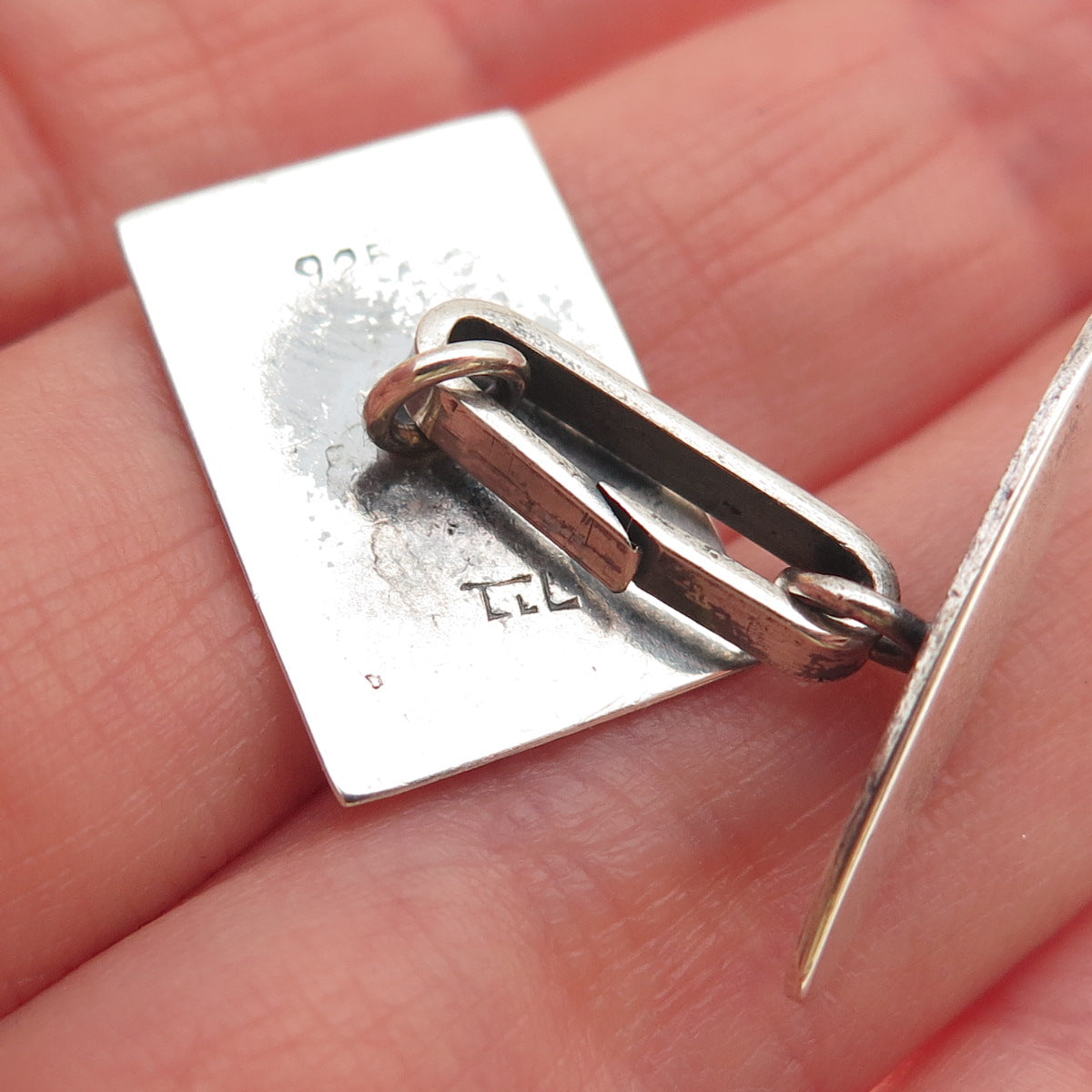 925 Sterling Silver Vintage Israel Modernist Geometric Cufflinks