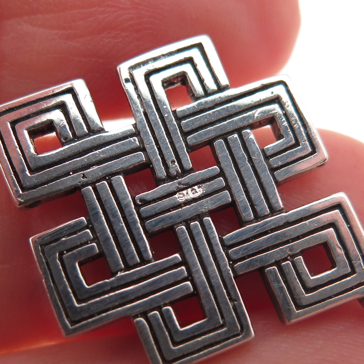 925 Sterling Silver Vintage Celtic Knot Oxidized Dangle Earrings