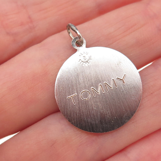 Beau 925 Sterling Silver Vintage Enamel Happy Birthday Tommy Charm Pendant