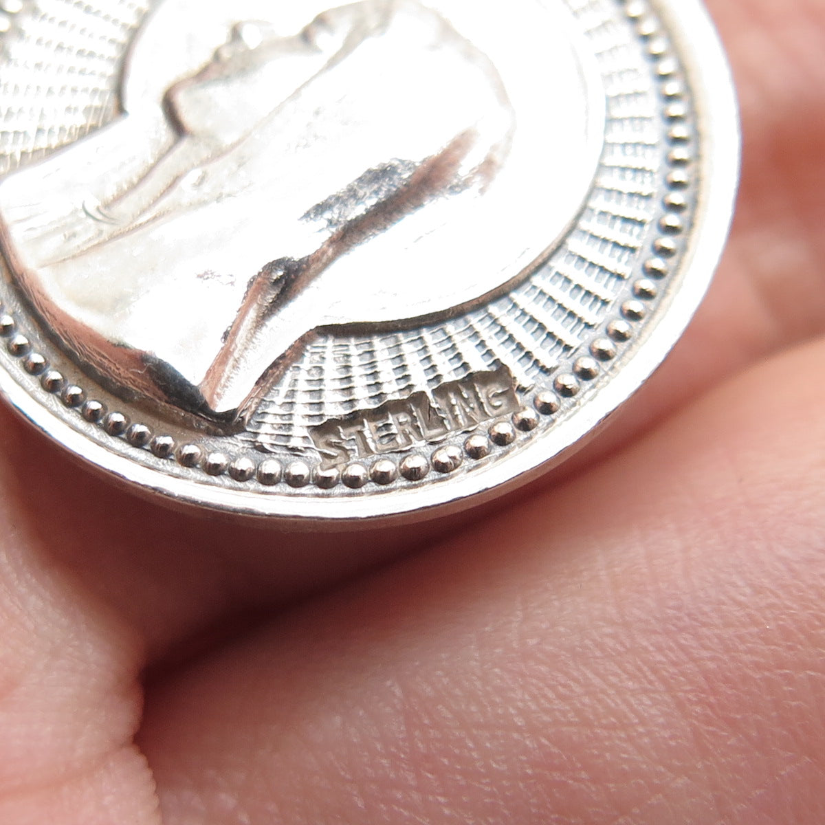 925 Sterling Silver Vintage St. Mary & Jesus Religious Medal Charm Pendant