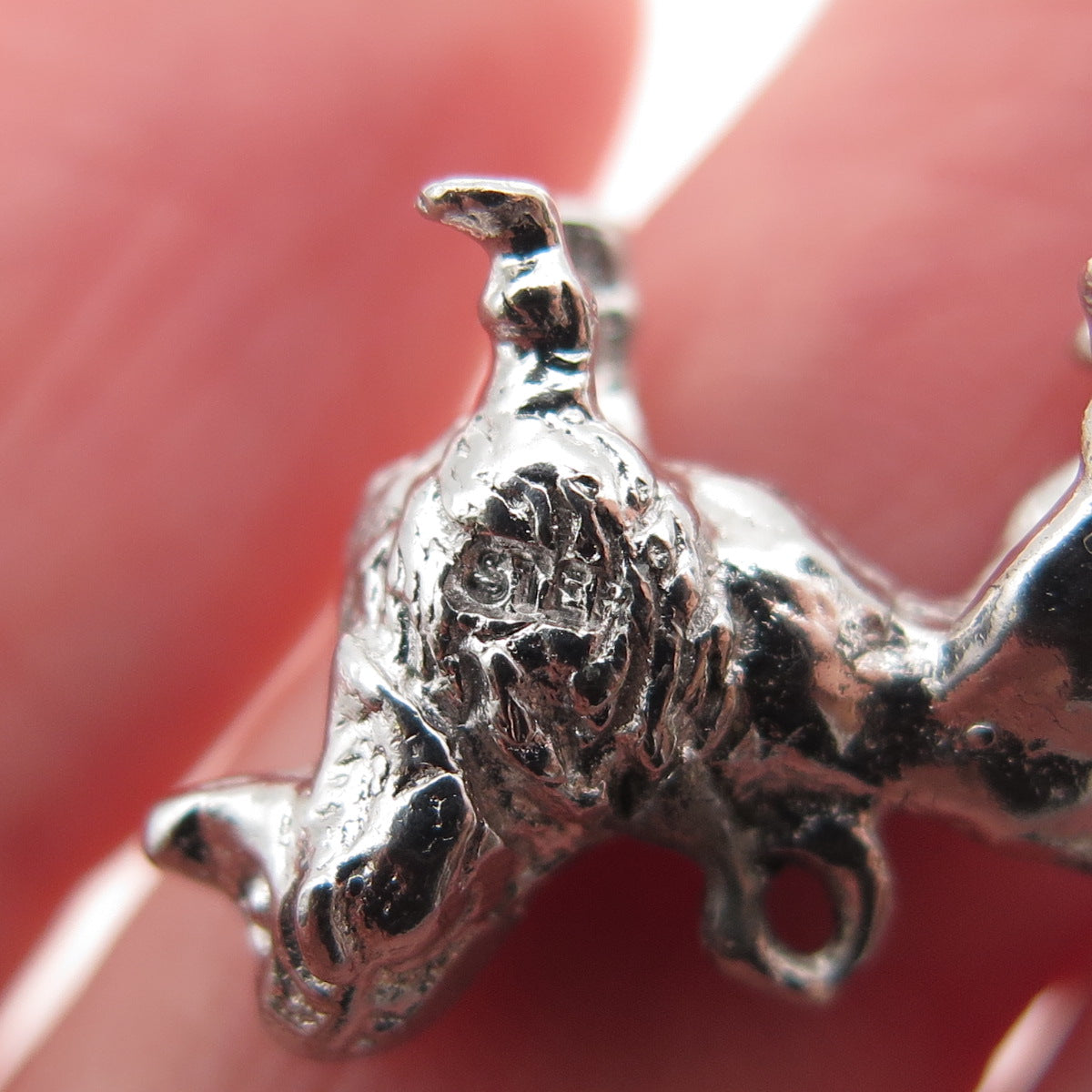 925 Sterling Silver Vintage Poodle Dog Mini 3D Charm Pendant